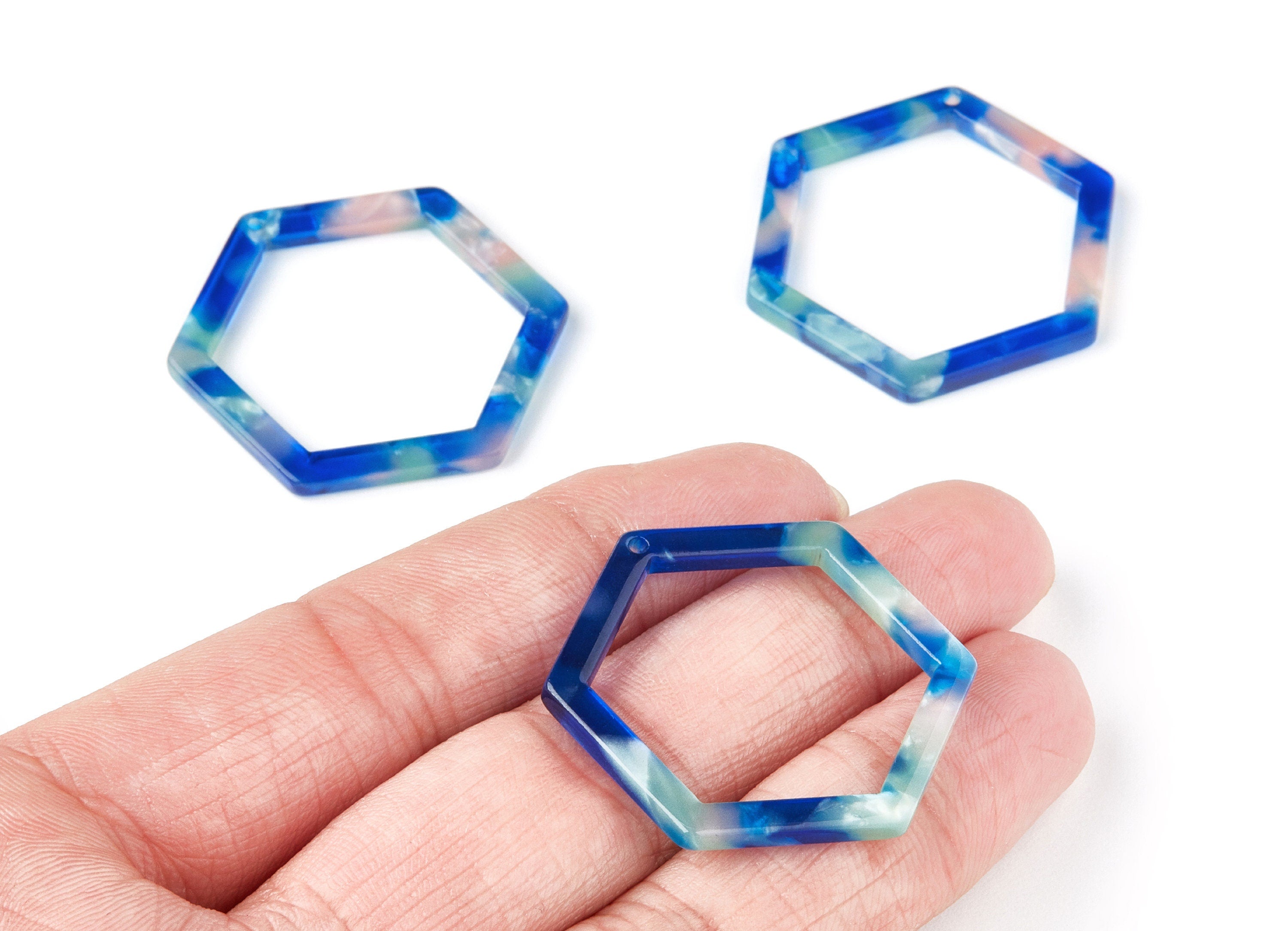 Acetate Hexagon Earring Charms - Hexagon Pendant - Earring Findings - Jewelry Supplies - Color Code: A37 - 36x32x2.68mm - AC1124G - DOMEDBAZAAR