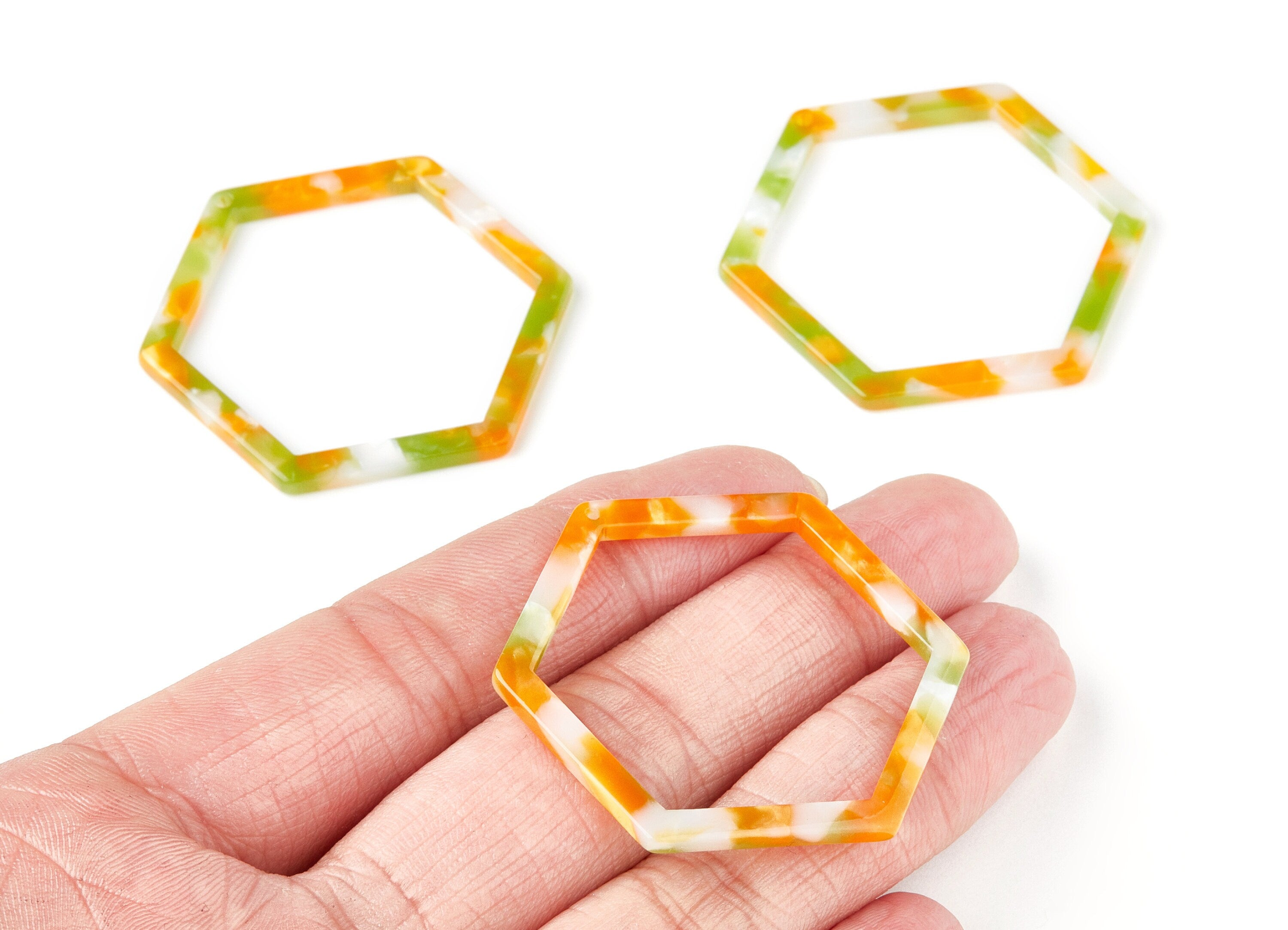 Acetate Hexagon Earring Charm - Hexagon Pendant - Earring Findings - Jewelry Supplies - Color Code: A89 - 44.75x39.42x2.68mm - AC1125H - DOMEDBAZAAR