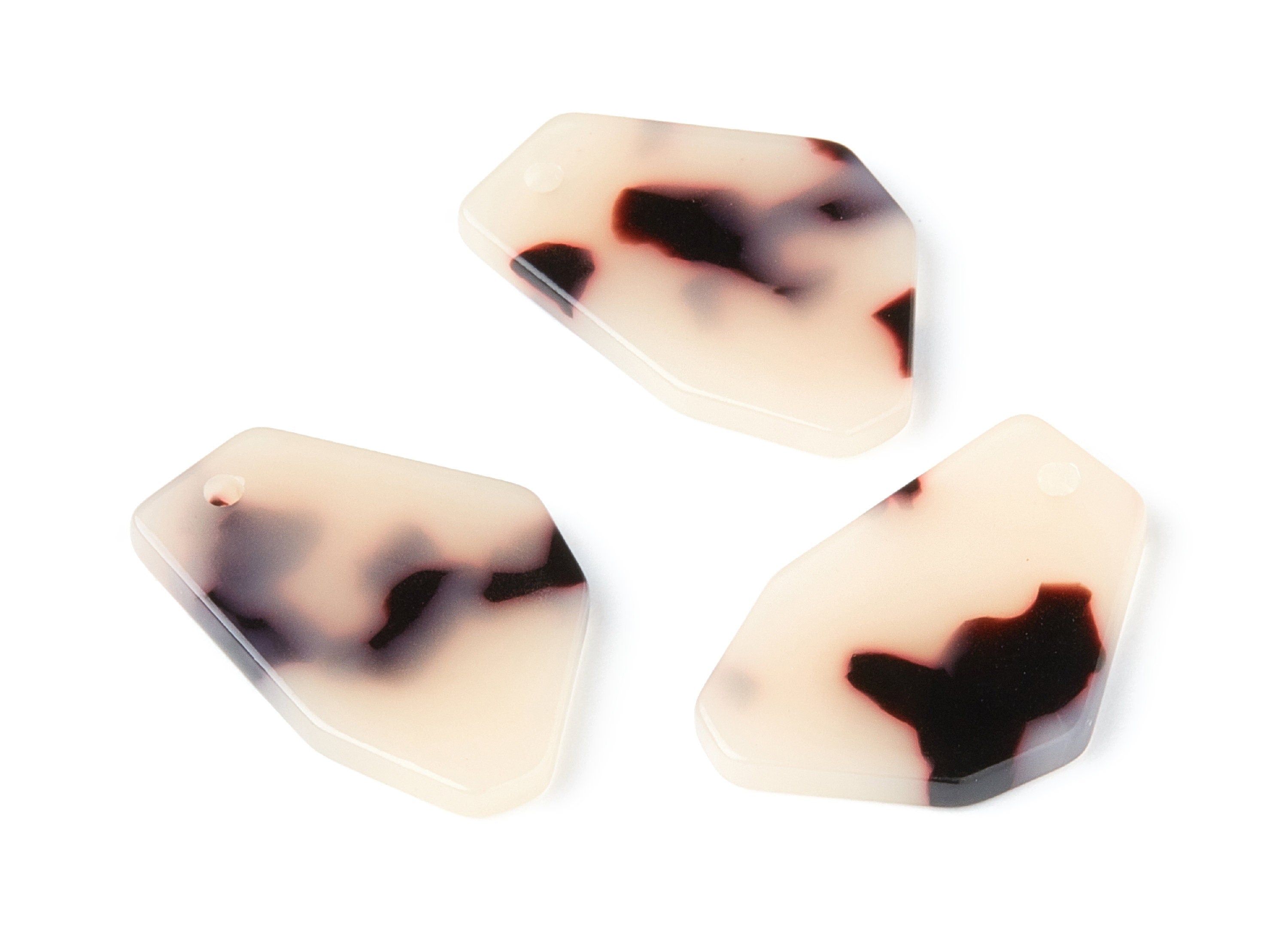Acetate Acrylic Earring Charms - Blonde Tortoise Shell Earrings - Geometric Shaped Pendant - Color Code: A06 - 26.47x17.6x2.98mm - AC1282D - DOMEDBAZAAR