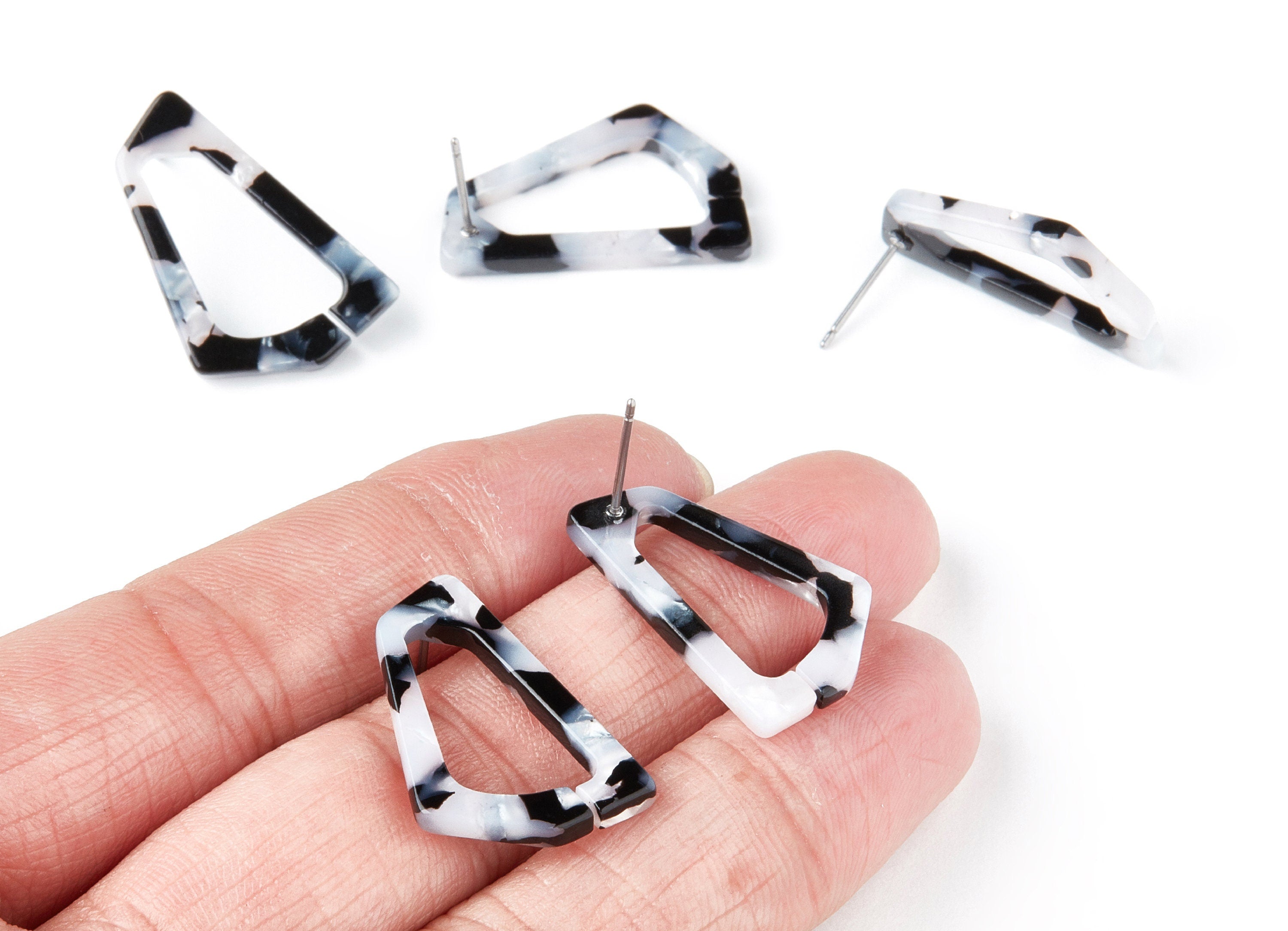 Acetate Acrylic Earring Stud - Post Charms - Laser Cut Open Geometric Shaped Pendant - Color Code: A15 - 26x16.19x2.9mm - AC1283C - DOMEDBAZAAR
