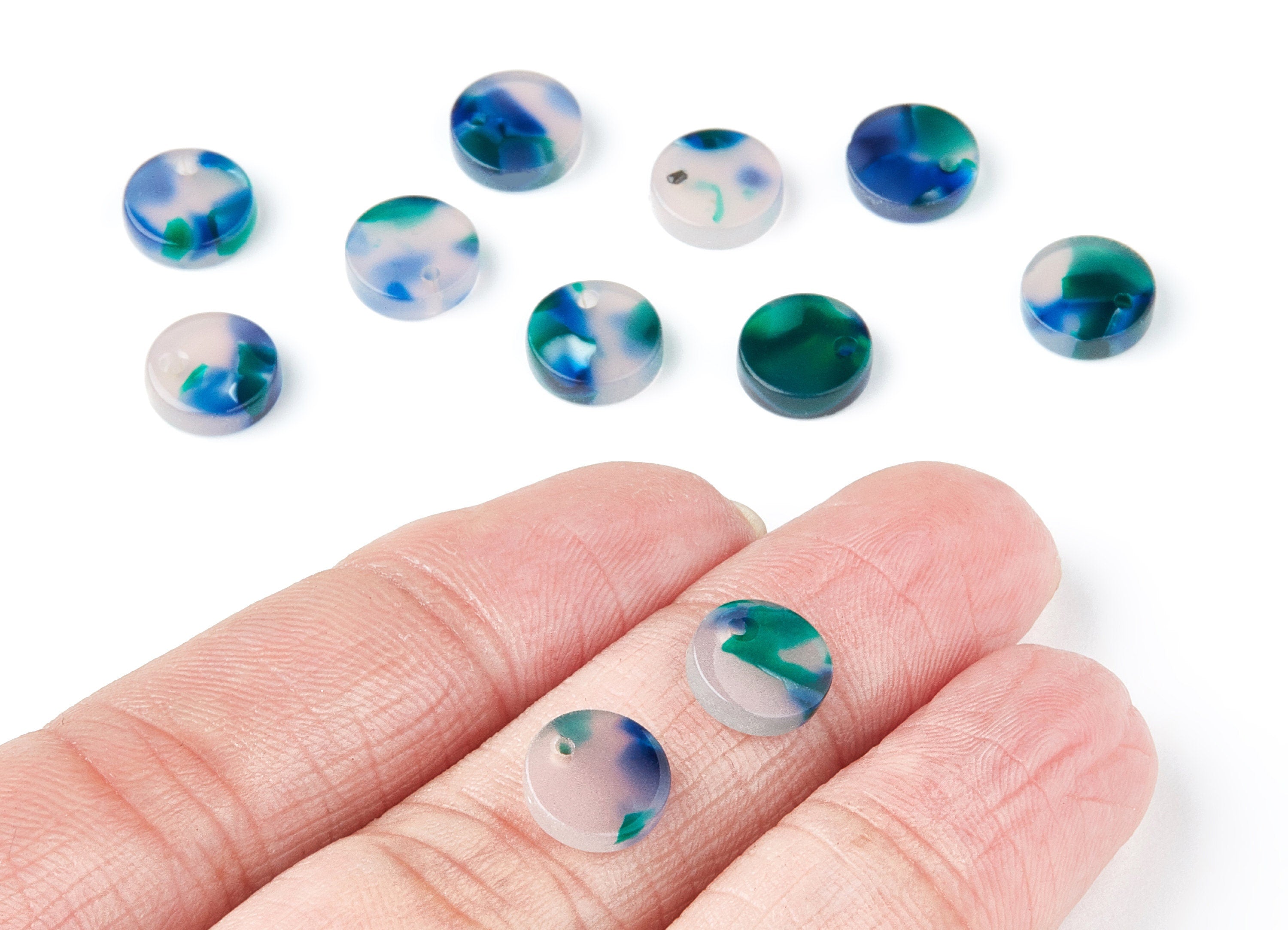 Acetate Coin Earring Charms - Acrylic Coin Pendant - Earring Findings - Jewelry Supplies - Color Code: A18 - 9x9x3mm - AC1151G - DOMEDBAZAAR