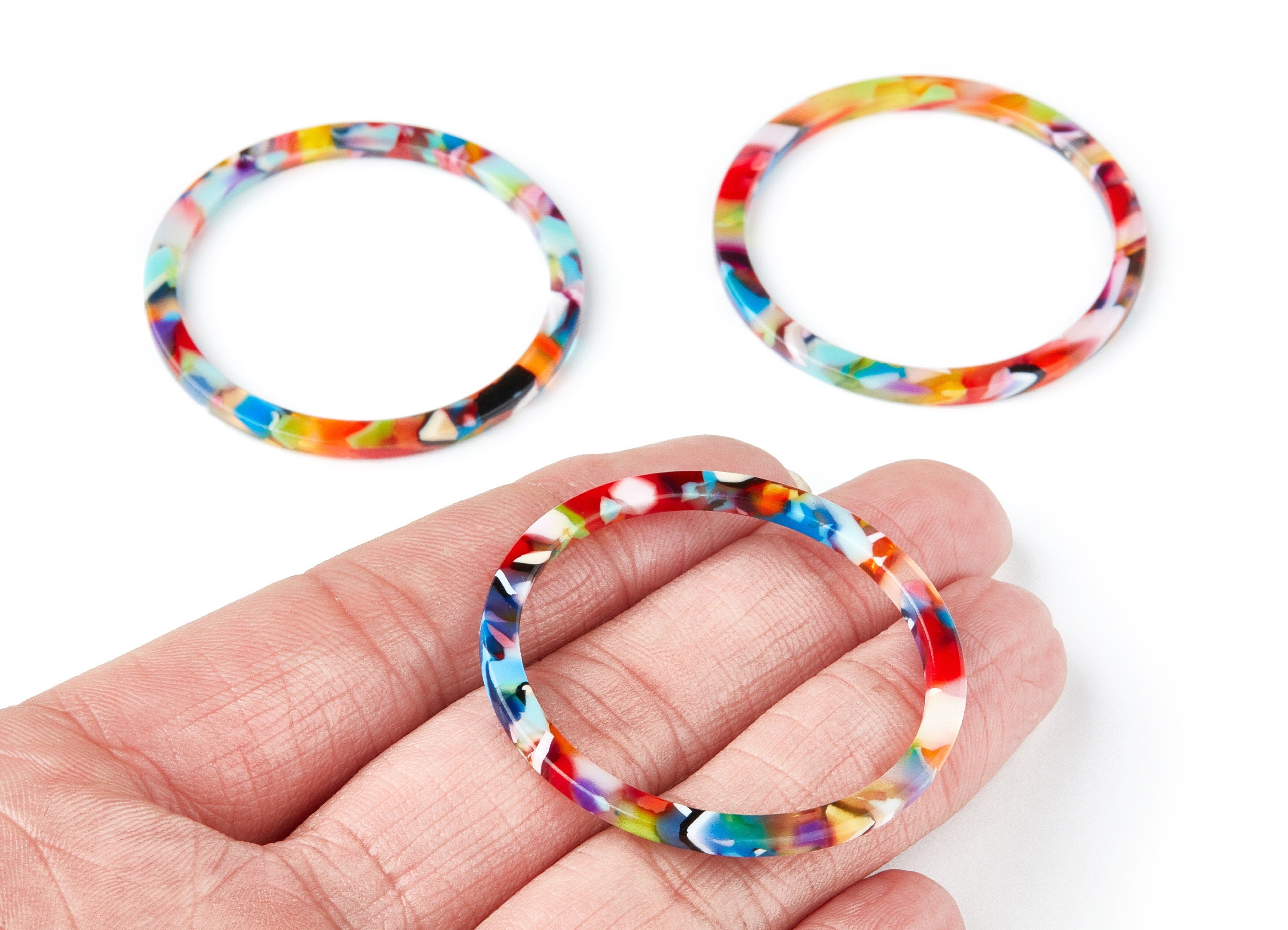 Acetate Circle Charms - Hoop Earrings and Pendant - Earring Findings - Jewellery Supplies - Color Code: A21 - 43x43x2.7mm- AC1167P - DOMEDBAZAAR