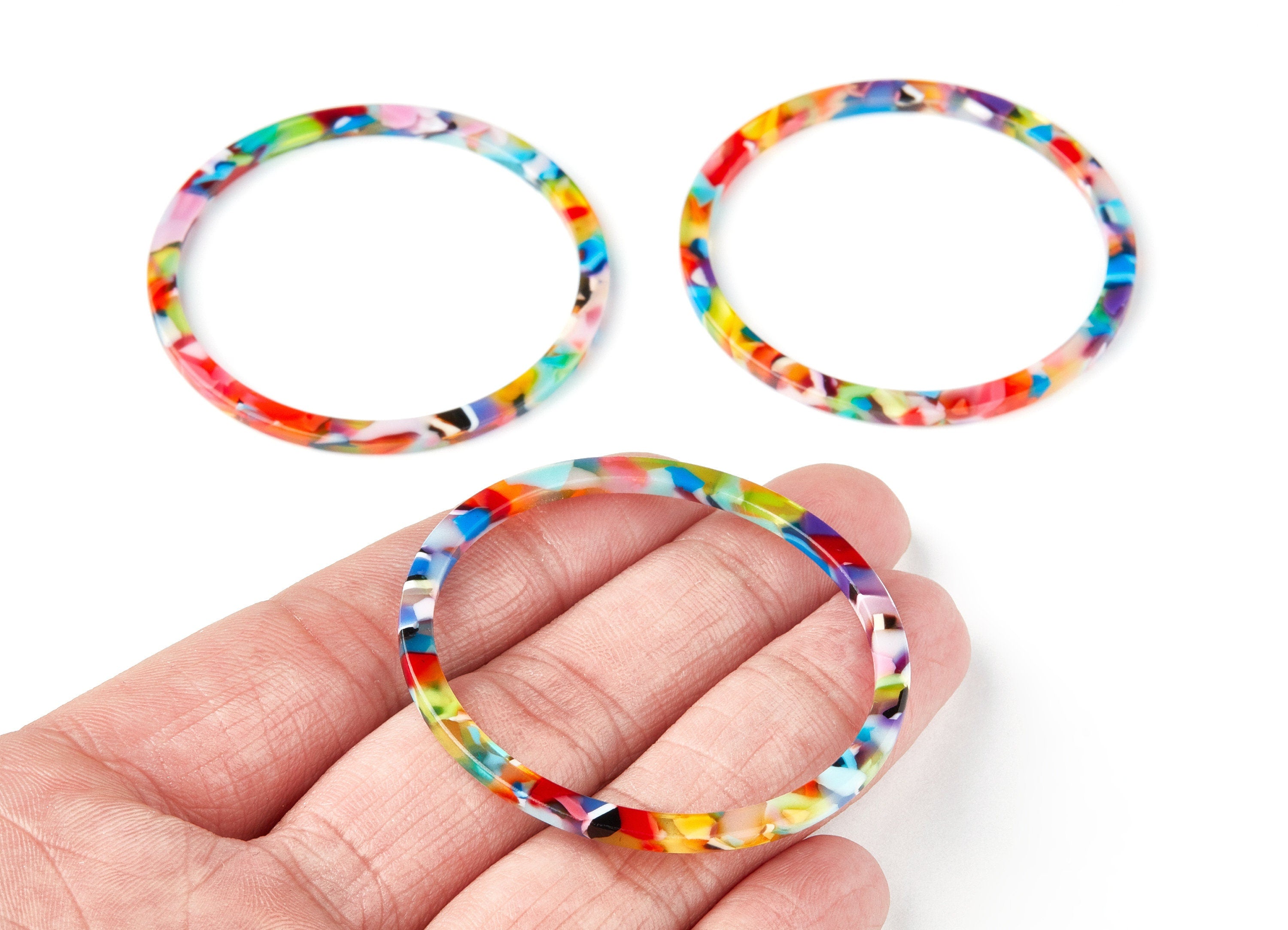 Acetate Hoop Earrings Charms - Circle Shaped Pendant - Earring Findings - Jewelry Supplies - Color Code: A21 - 50x50x2.68mm - AC1166P - DOMEDBAZAAR