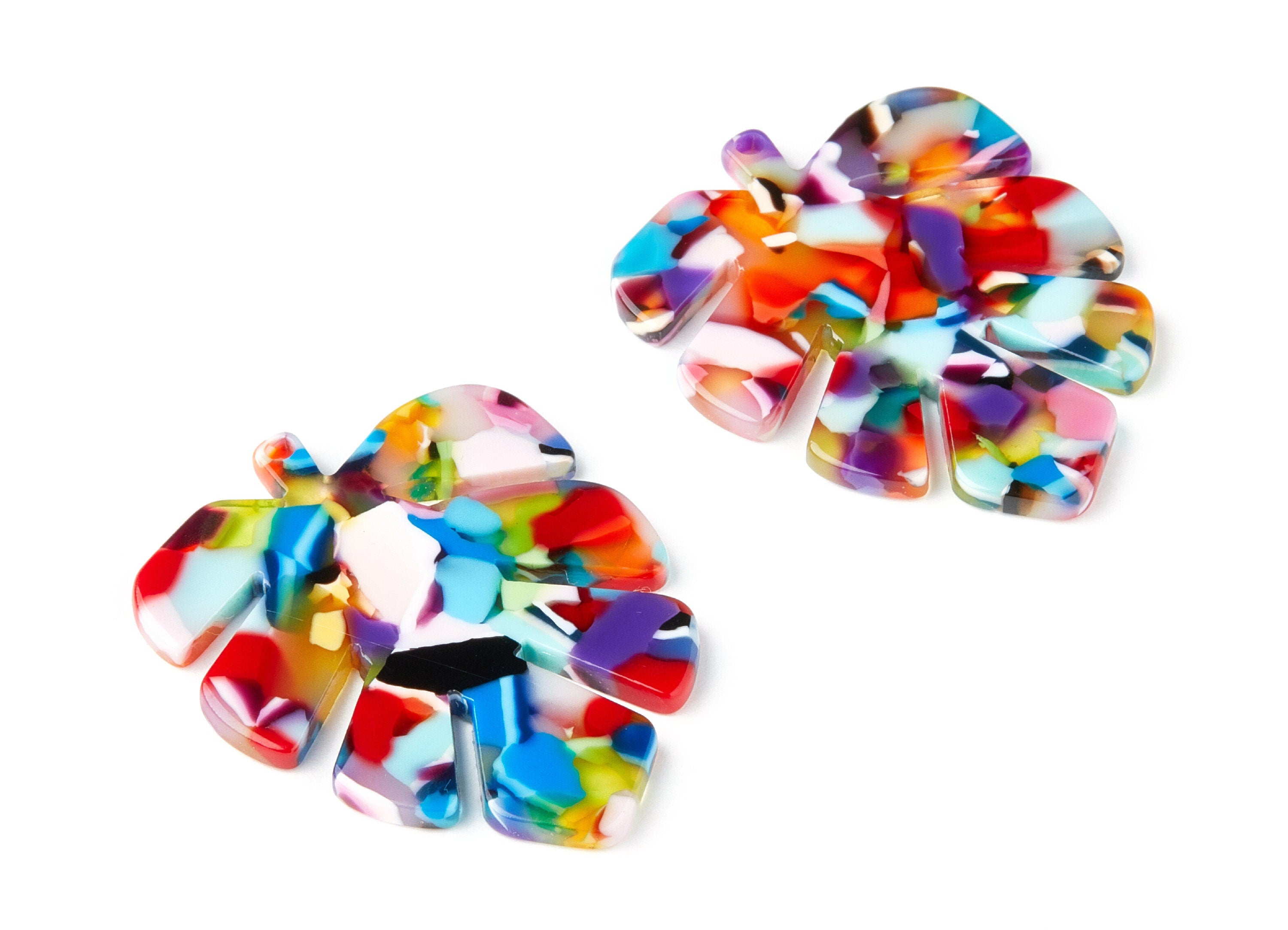 Acetate Leaf Charms - Leaf Earrings and Pendant - Earring Findings - Jewelry Supplies - Color Code: A21 - 44x35x2.5mm - AC1052K - DOMEDBAZAAR