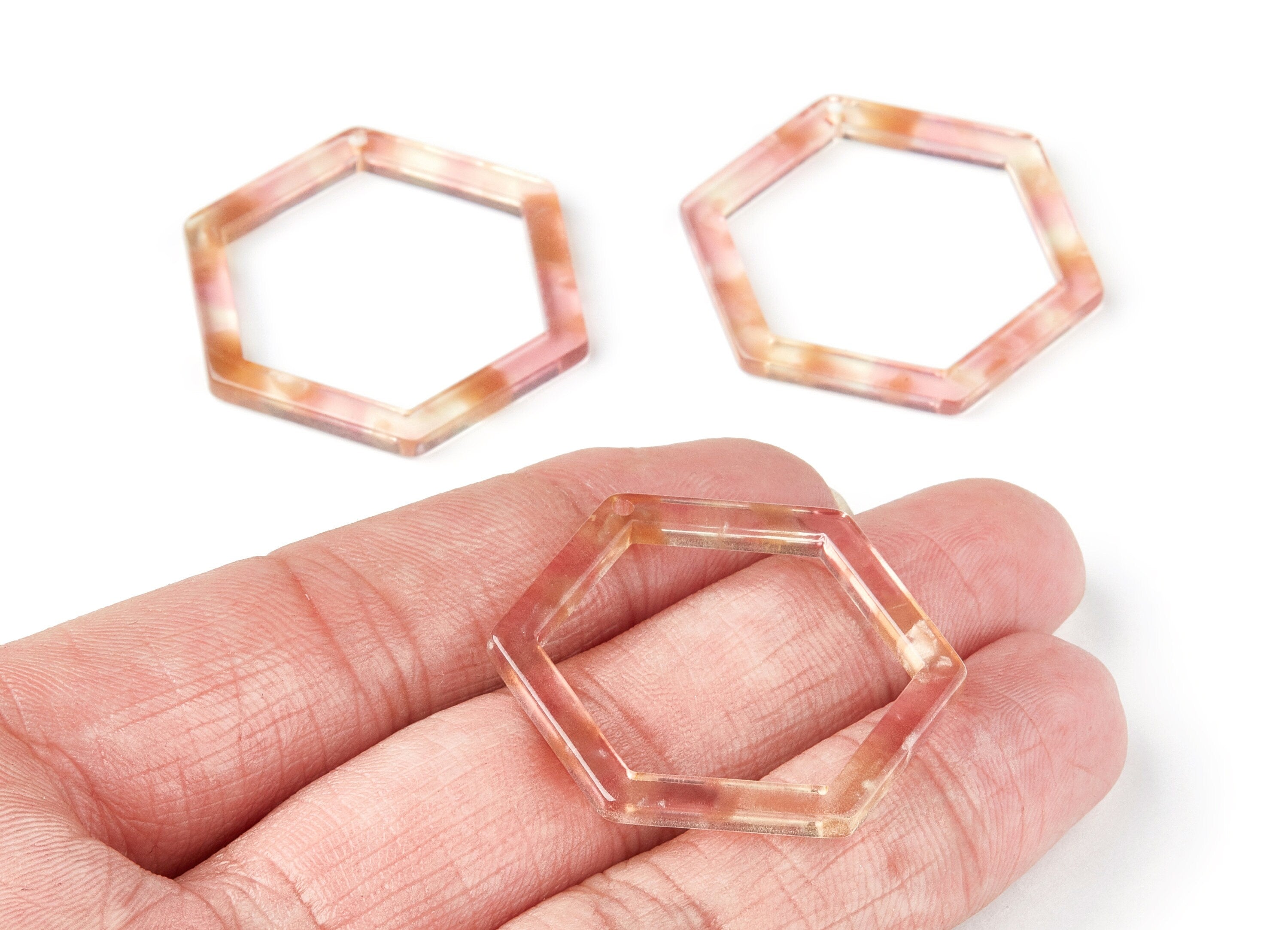 Acetate Hexagon Earring Charms - Acrylic Hexagon Pendant - Earring Findings - Jewelry Supplies - Color Code: A45 - 36x32x2.68mm - AC1124J - DOMEDBAZAAR