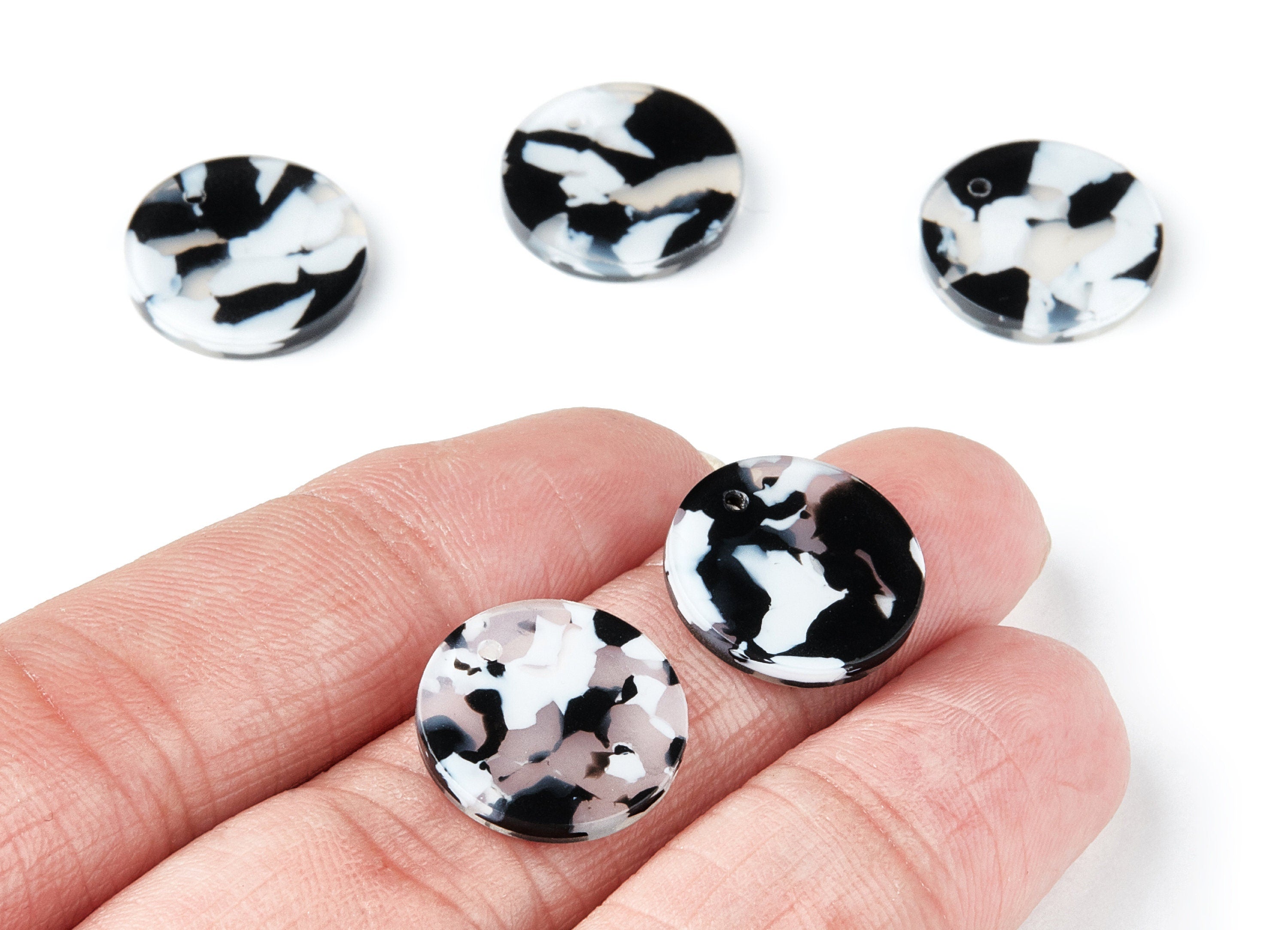 Acetate Round Charms - Coin Earring and Pendant - Earring Findings - Jewelry Supplys - 16,09x16,09x2,64mm - AC1107D - DOMEDBAZAAR