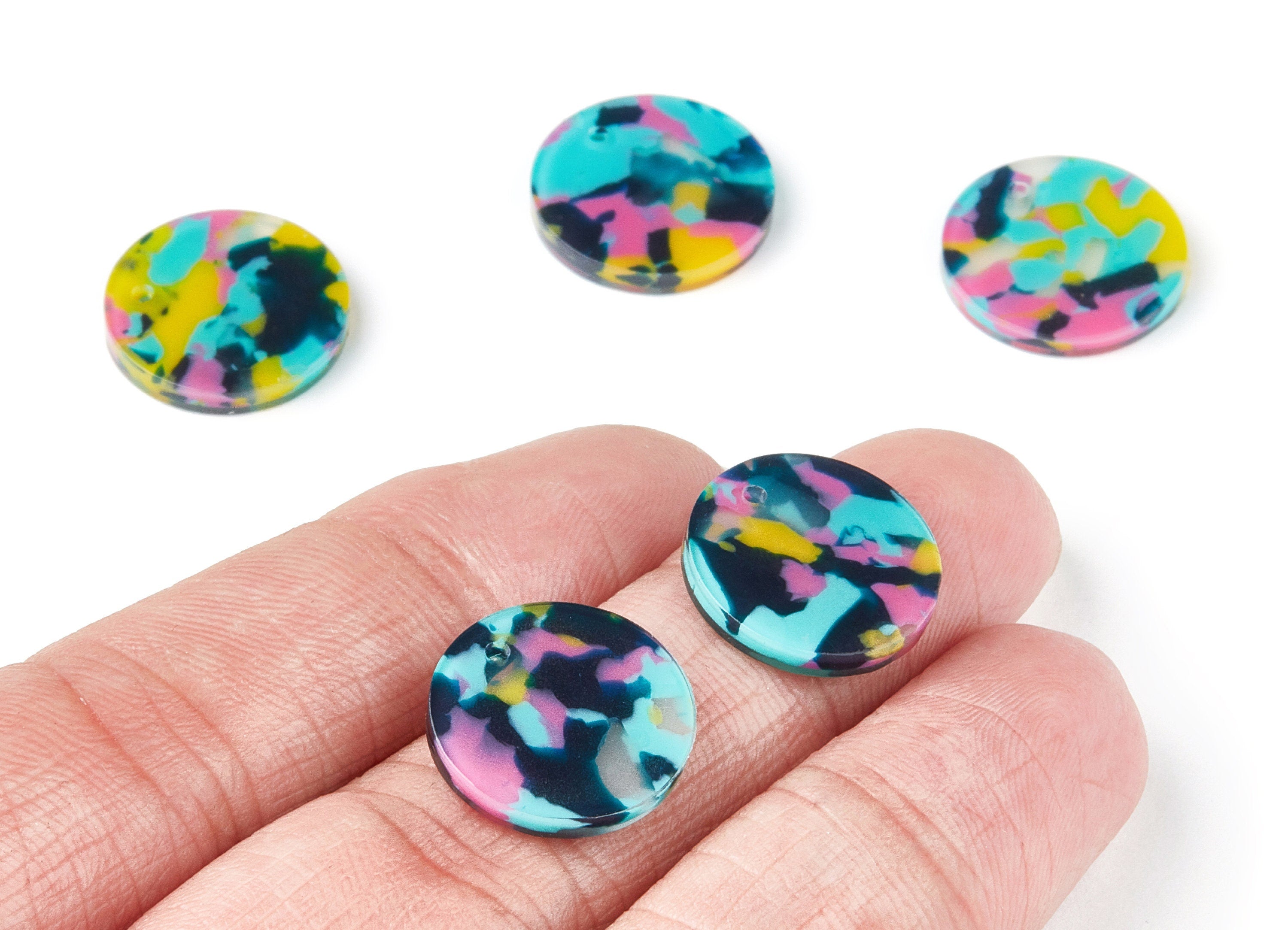 Acetate Round Charms - Coin Earring and Pendant - Earring Findings - Jewelry Supplys - Color Code: A111 - 16,09x16,09x2,64mm - AC1107G - DOMEDBAZAAR