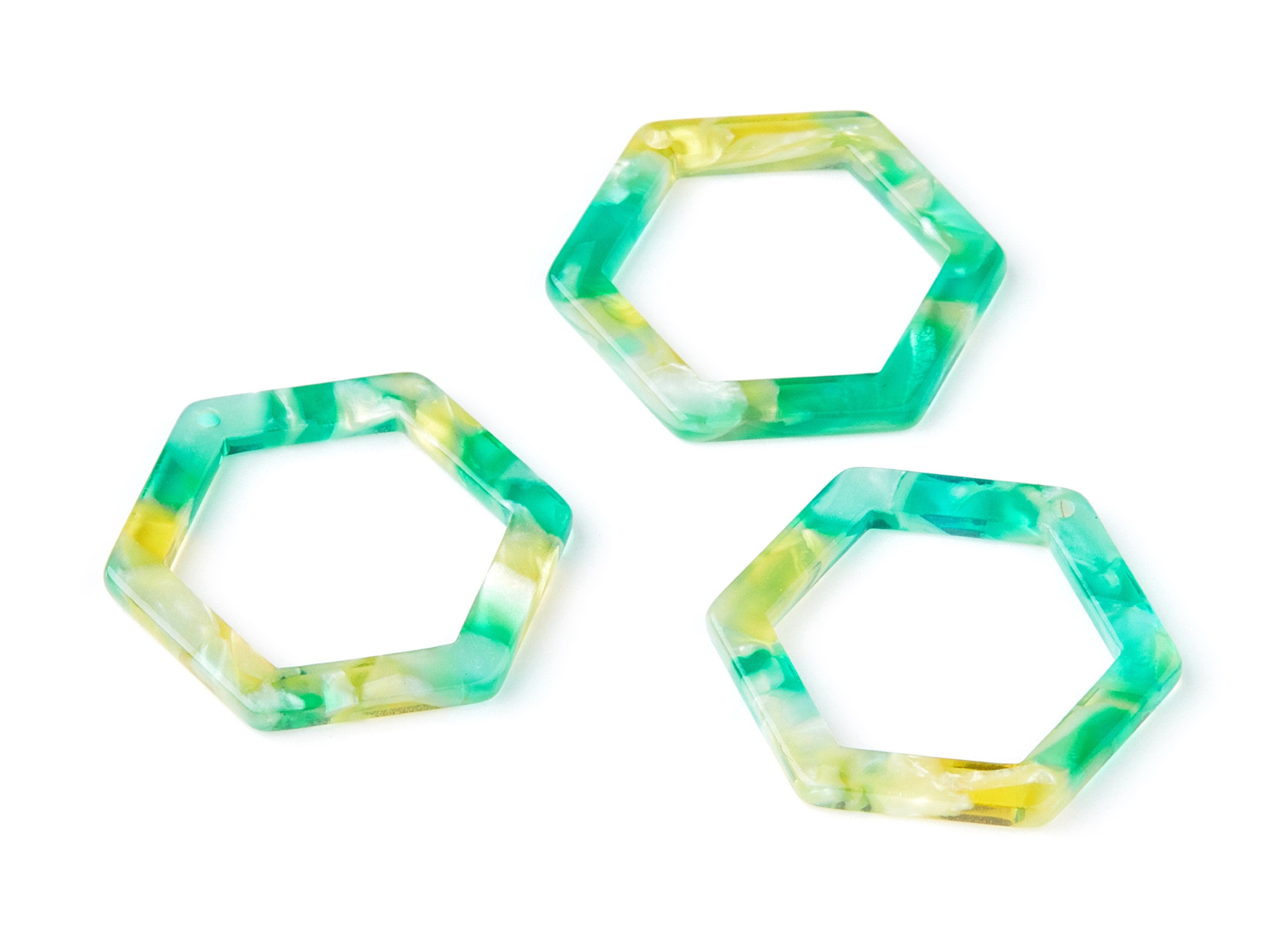 Acetate Hexagon Earring Charms - Acrylic Hexagon Pendant - Earring Findings - Jewelry Supplies - Color Code: A75 - 28.18x25x2.66mm - AC1123K - DOMEDBAZAAR