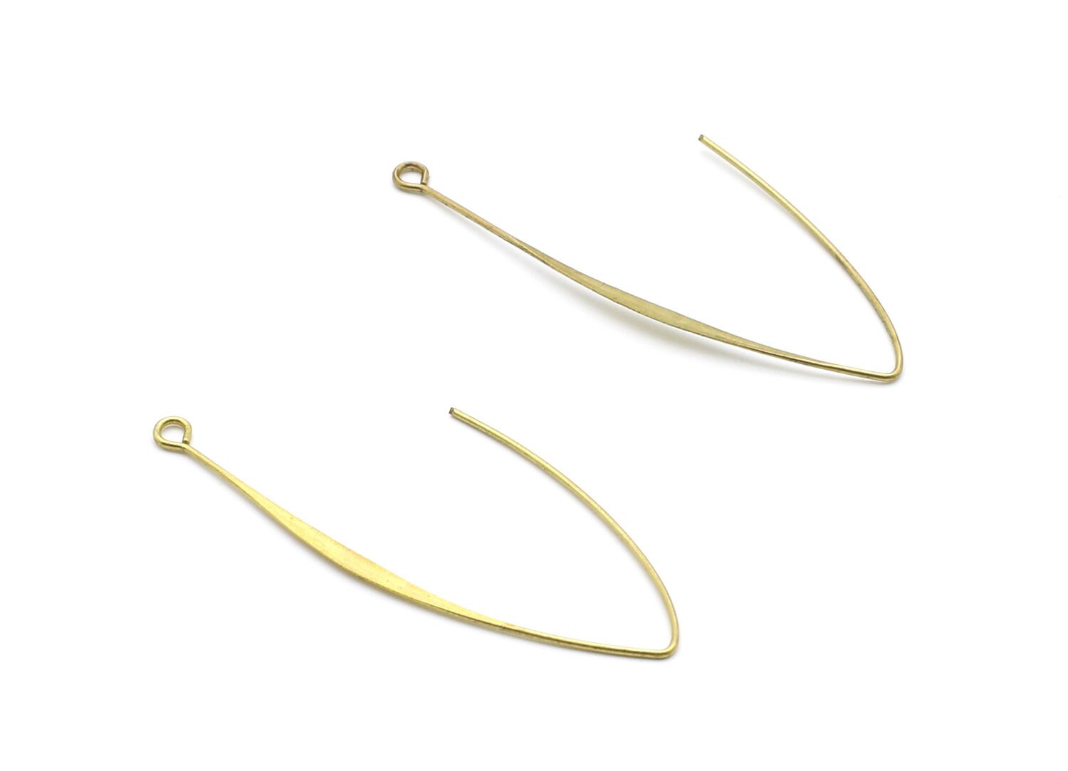 Brass Hammered Earring Wire - Raw Brass Ear Wire - Earring Hooks - Jewelry Supplies - 49,5x24,75x0,75mm - PP1401 - DOMEDBAZAAR