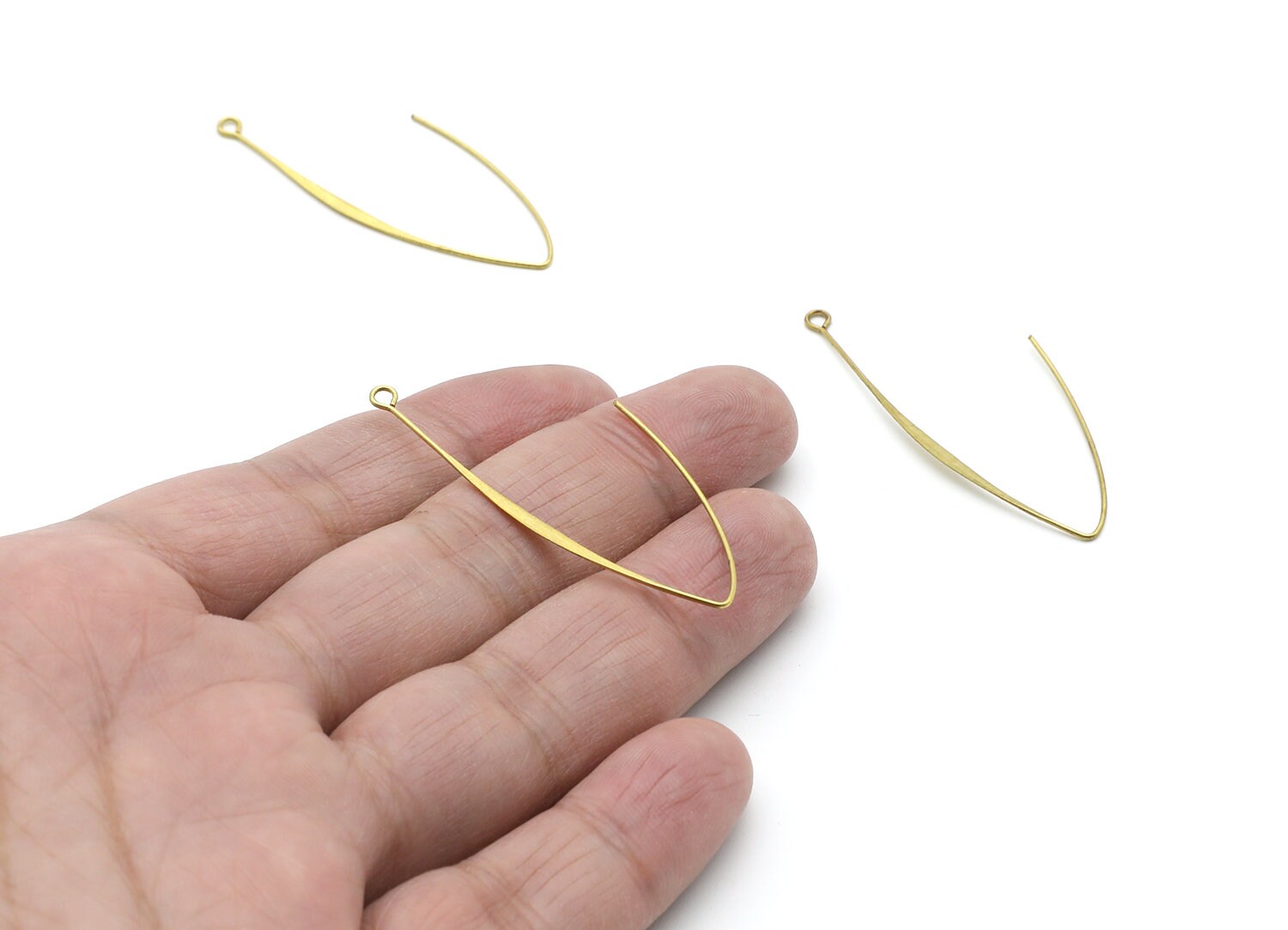 Brass Hammered Earring Wire - Raw Brass Ear Wire - Earring Hooks - Jewelry Supplies - 49,5x24,75x0,75mm - PP1401 - DOMEDBAZAAR