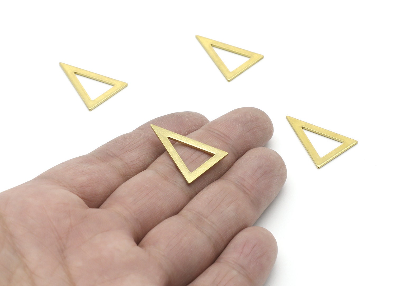 Brass Triangle Charms - Triangle Shpaed Raw Brass Connector - Geometric Charm - Jewelry Supplies - 25x18x1,04mm - PP1424 - DOMEDBAZAAR