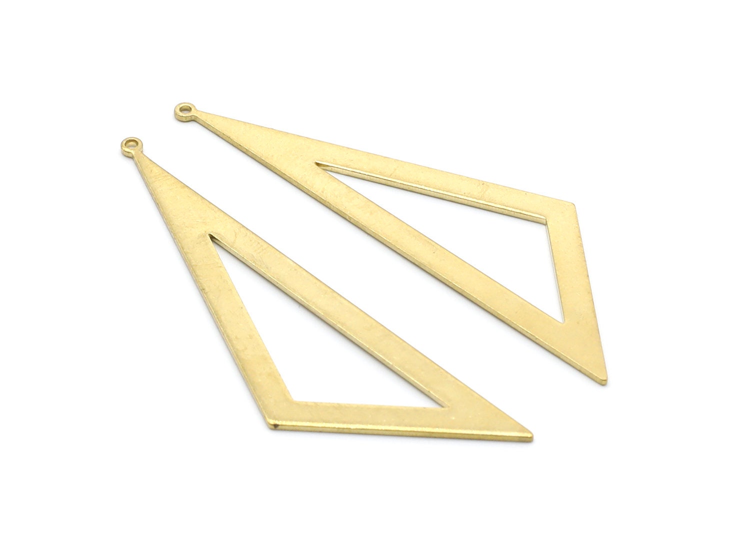 Brass Triangle Charms - Triangle Shpaed Raw Brass Connector - Geometric Charm - Jewelry Supplies - 66,38x19,59x1,06mm - PP1421 - DOMEDBAZAAR