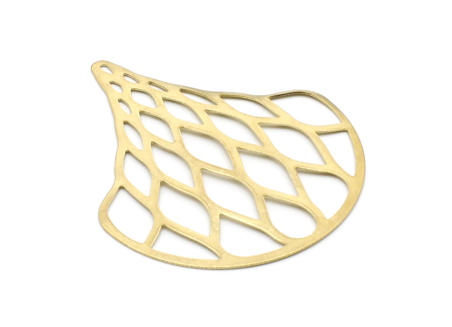 Brass Fan Charms - Fan Shaped Raw Brass Pendant - Jewelry Supplies - 44x37,06x0,43mm - PP1429 - DOMEDBAZAAR