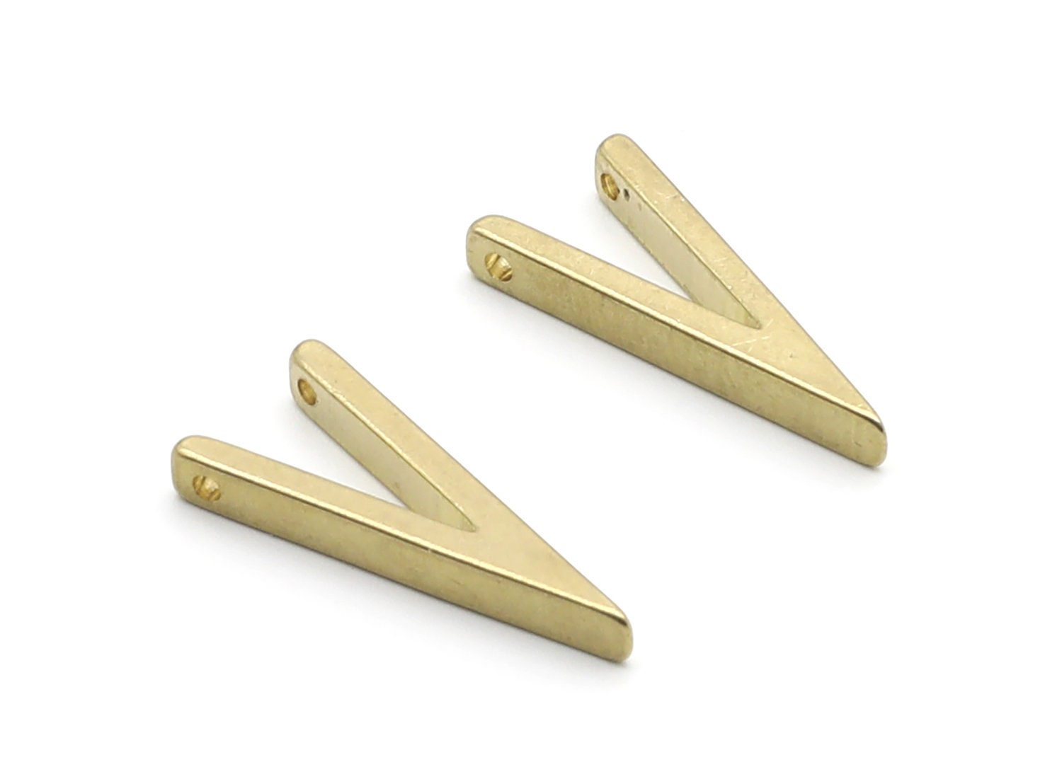 Brass V Charms - V Shaped Raw Brass Charms with 2 Holes - Geometric Pendant - Jewelry Supplies - 24,26x10,6x1,95mm- PP1427 - DOMEDBAZAAR