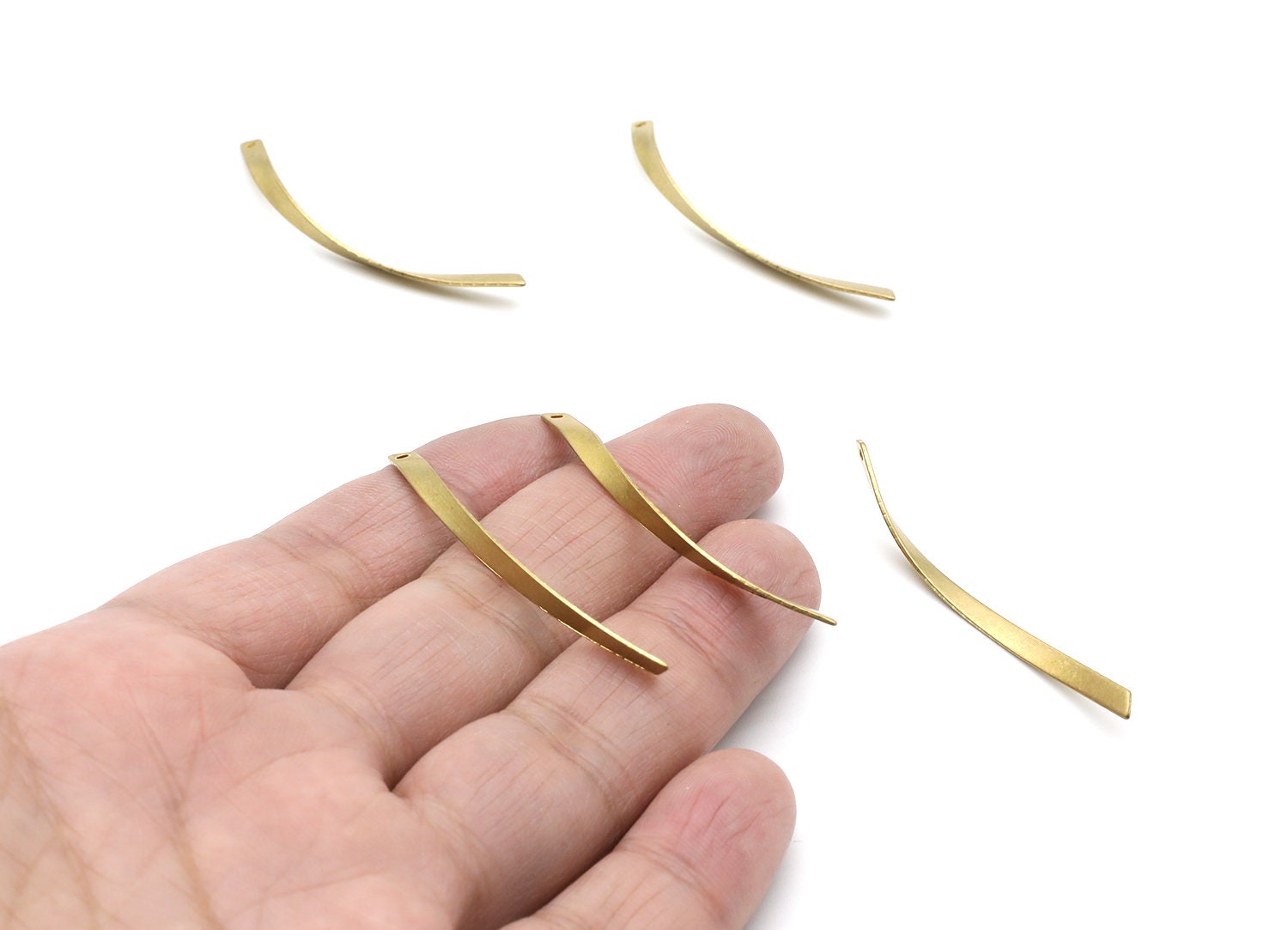 Brass Wave Charms - Wave Shaped Raw Brass Connector - Jewelry Supplies - 51,65x3,12x0,71mm - PP1382 - DOMEDBAZAAR