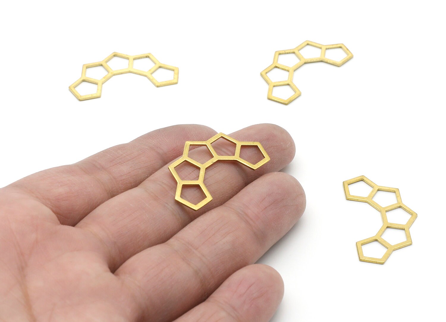 Brass Honeycomb Shaped Charms- Raw Brass Honeycomb Charms - Earring Findings - Jewelry Supplies - 33,7x18,3x0,83mm - PP1435 - DOMEDBAZAAR