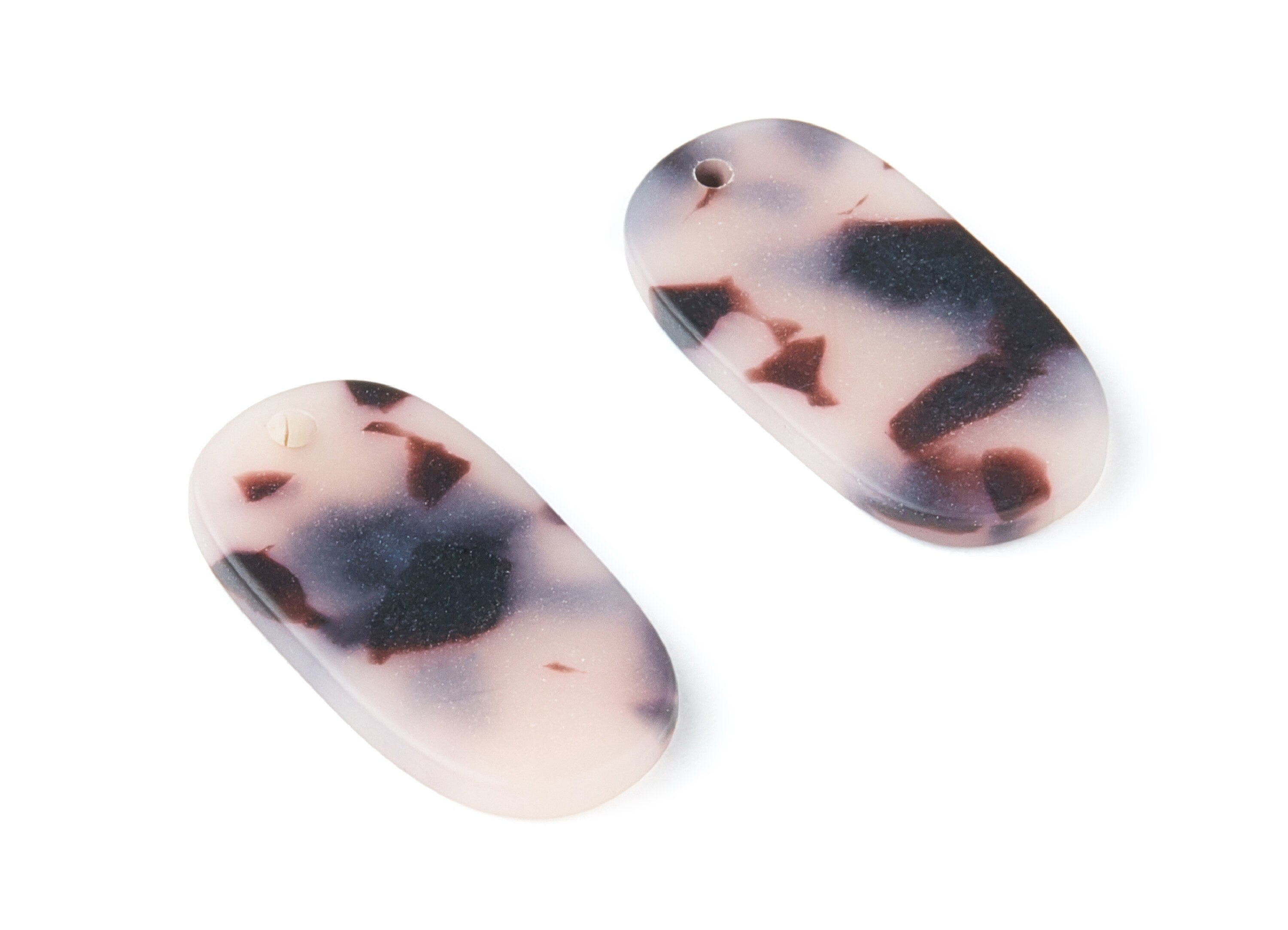 Matte Acrylic Earring Charms - Matte Blonde Tortoise Shell Earrings - Oval Shaped Pendant - Color Code: A09 - 26,63x13,9x2,7mm - AC1156U - DOMEDBAZAAR