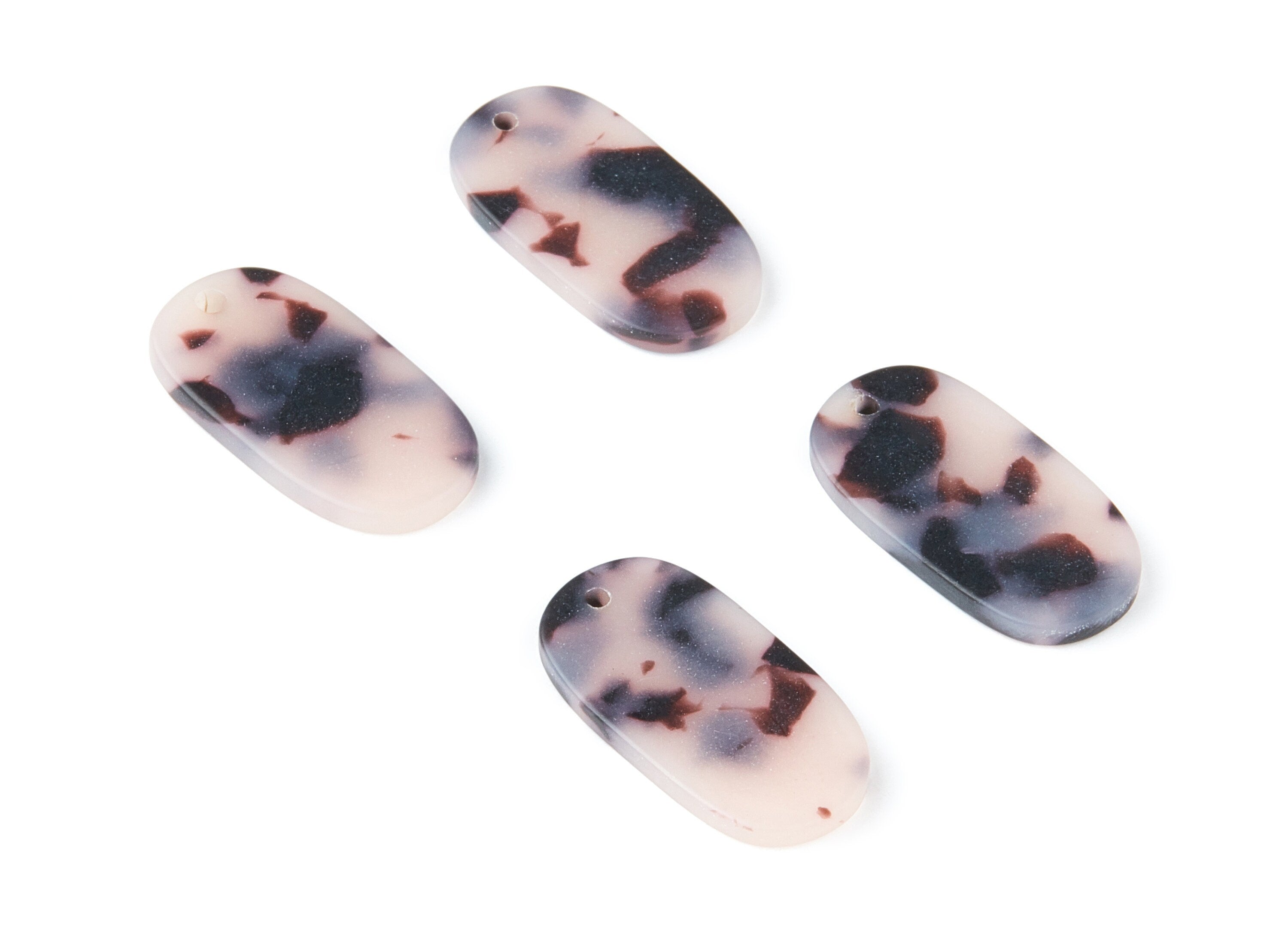 Matte Acrylic Earring Charms - Matte Blonde Tortoise Shell Earrings - Oval Shaped Pendant - Color Code: A09 - 26,63x13,9x2,7mm - AC1156U - DOMEDBAZAAR