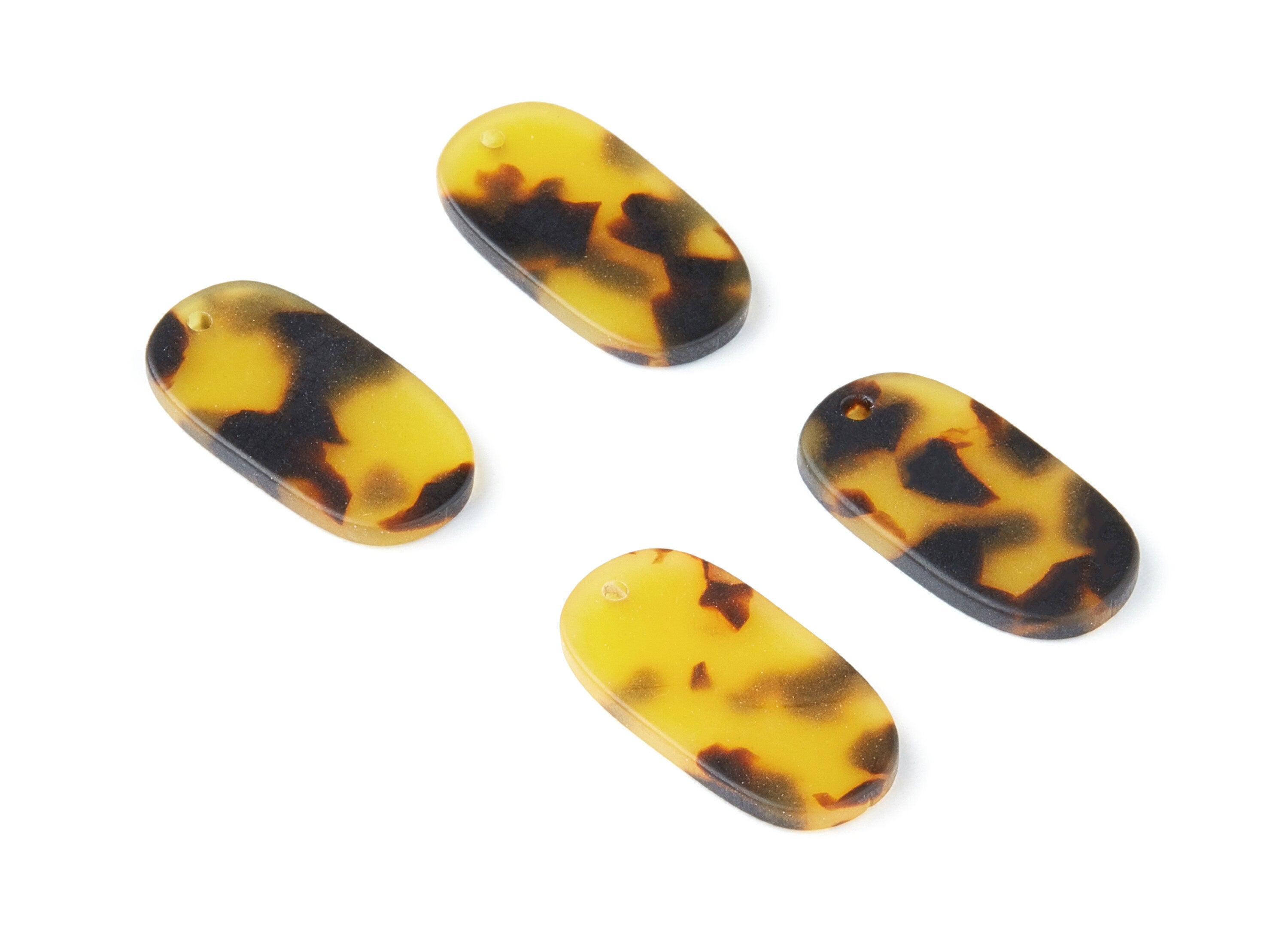 Matte Acrylic Earring Charms - Tortoise Shell Earrings - Oval Pendant - Jewelry Supplies - Color Code: A03 - 26,63x13,9x2,7mm - AC1156V - DOMEDBAZAAR