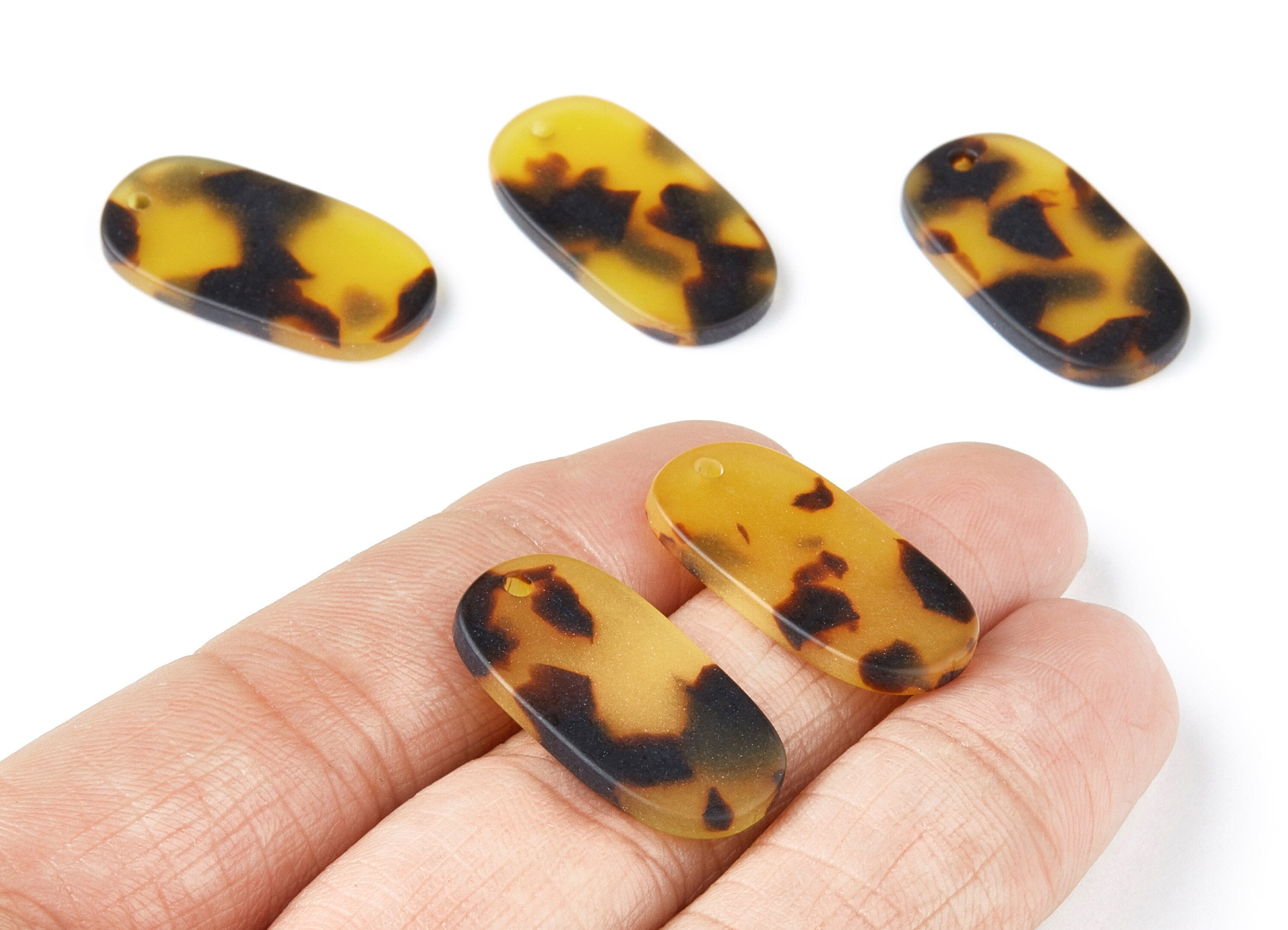 Matte Acrylic Earring Charms - Tortoise Shell Earrings - Oval Pendant - Jewelry Supplies - Color Code: A03 - 26,63x13,9x2,7mm - AC1156V - DOMEDBAZAAR