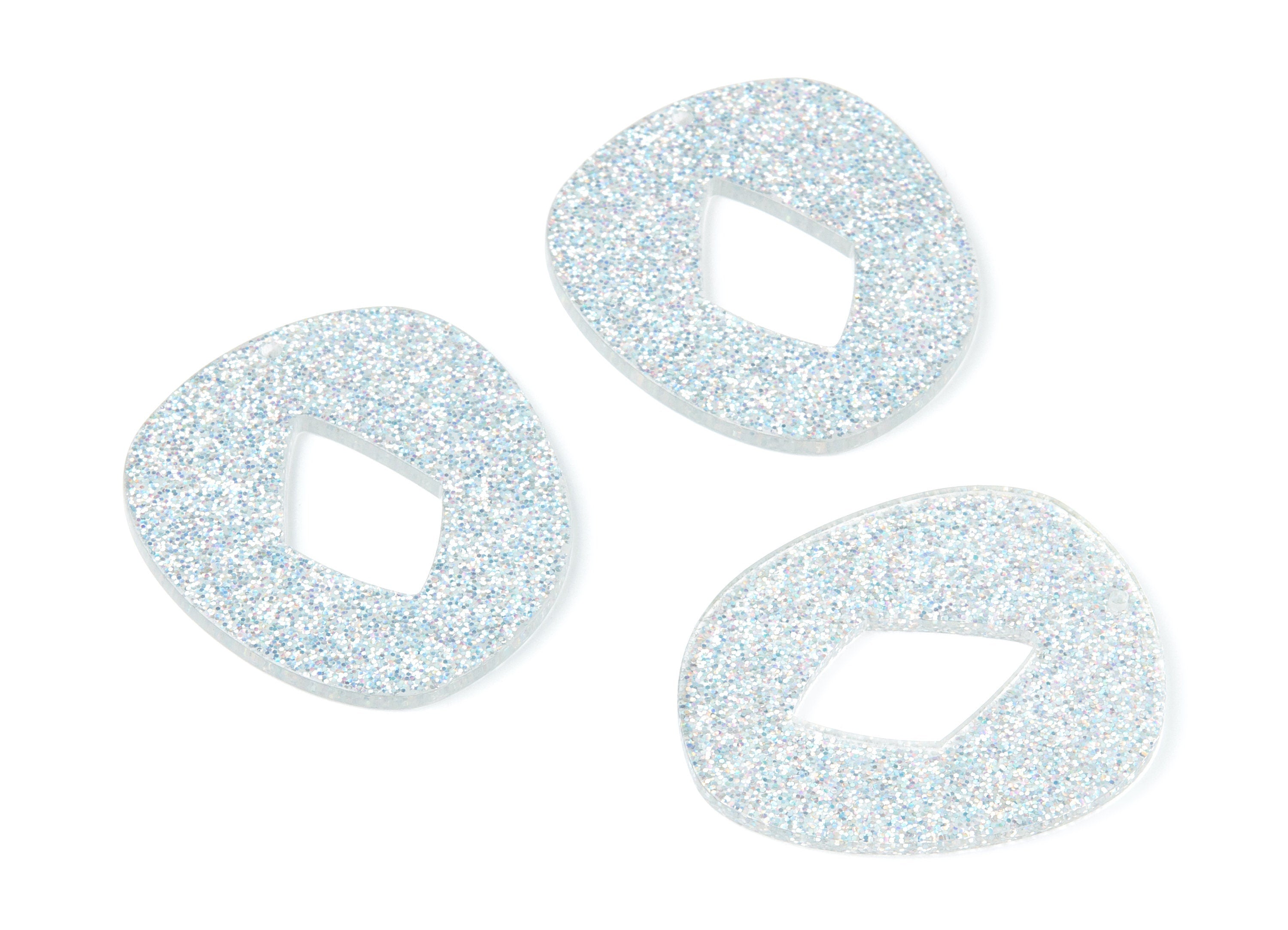 Acrylic Oval Earring Charms - Oval Shaped Pendant - Earring Findings - Jewelry Supplies - Color Code: A99 - 46,3x39,77x2,44mm - AC1303A - DOMEDBAZAAR