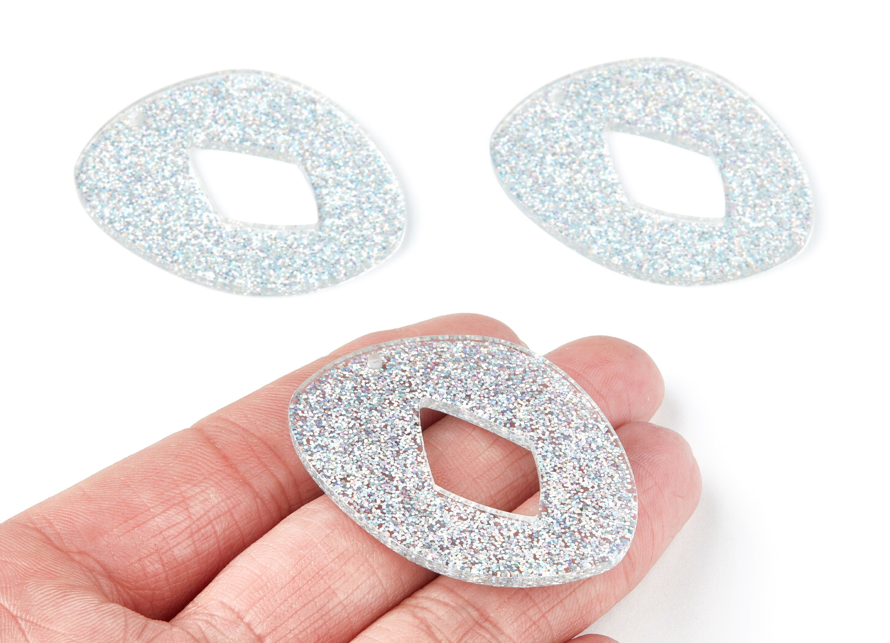 Acrylic Oval Earring Charms - Oval Shaped Pendant - Earring Findings - Jewelry Supplies - Color Code: A99 - 46,3x39,77x2,44mm - AC1303A - DOMEDBAZAAR