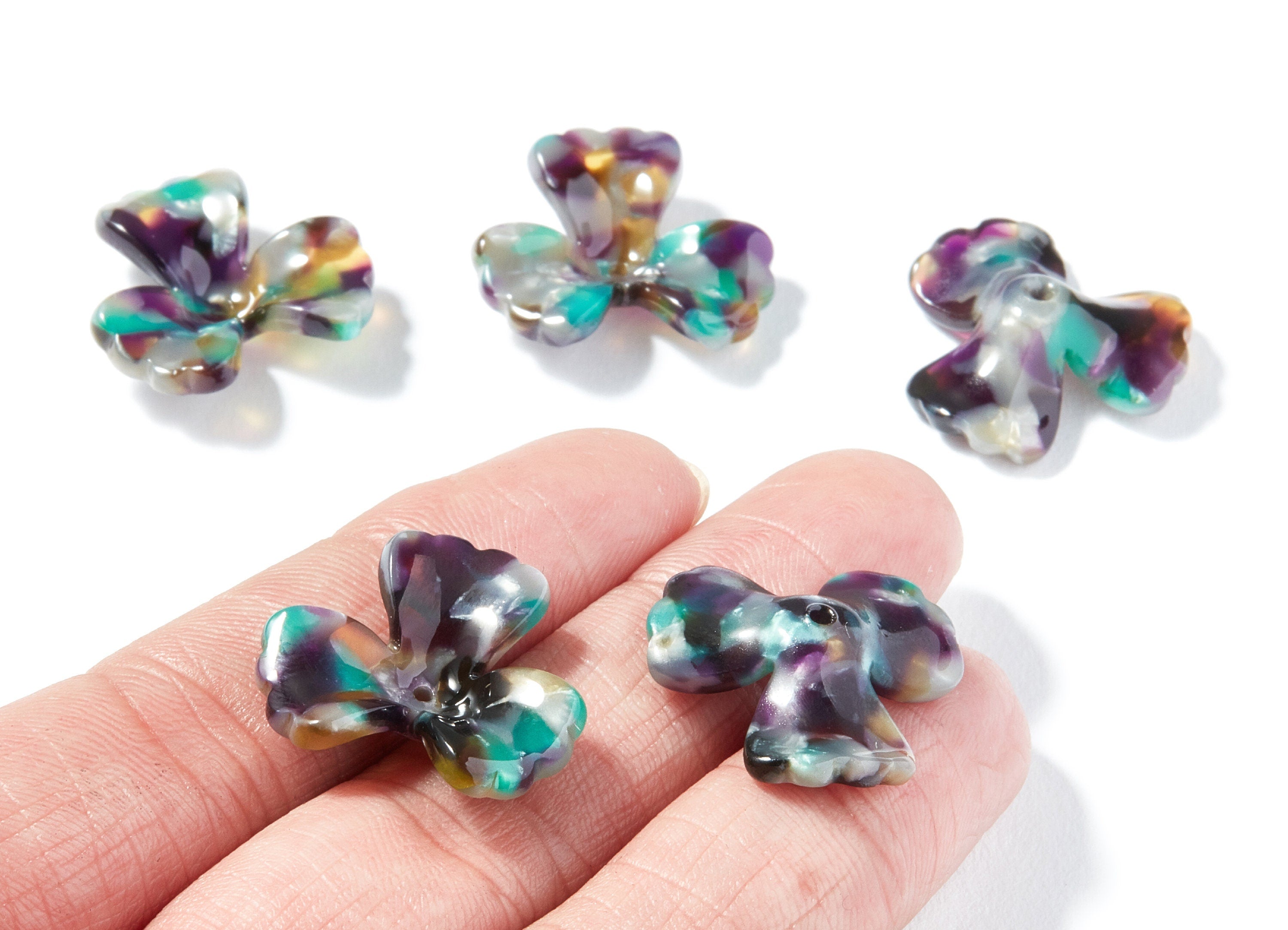 Acetate Flower Earring Charms - Flower Shaped Pendant - Earring Findings - Jewelry Supplies - Color Code: A50 - 22,6x22,35x7,21mm - AC1324A - DOMEDBAZAAR