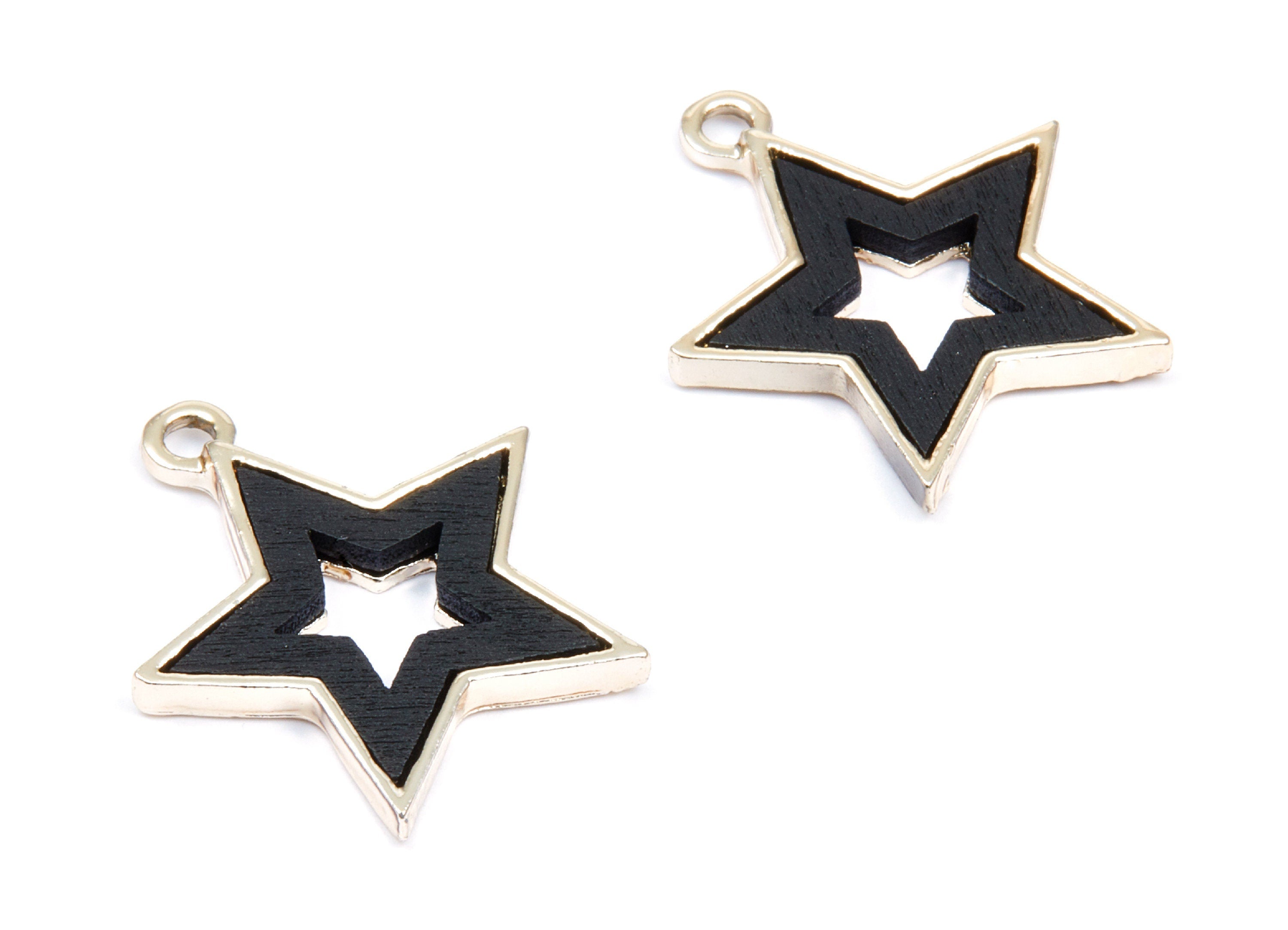 Star Shaped Charms - Zinc Alloy Earring Findings - Gold Tone Connector - Alloy Pendant for Necklace - 28x24,3x3,2mm - ZZ1229B - DOMEDBAZAAR