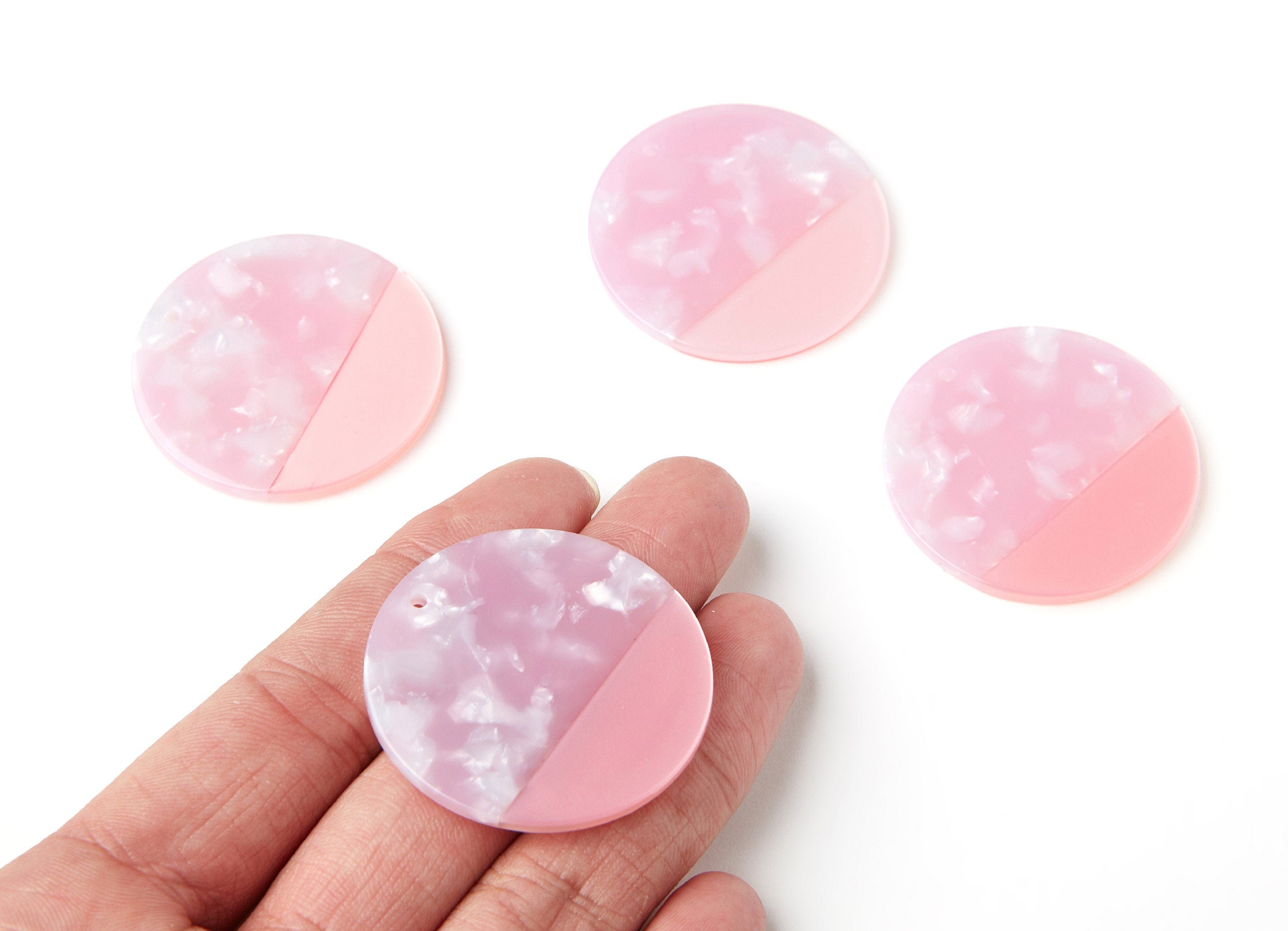 Acetate Round Earring Charms - Acrylic Coin Pendant - Earring Findings - Jewelry Supplies - 40x40x2.7mm - AC1235B - DOMEDBAZAAR
