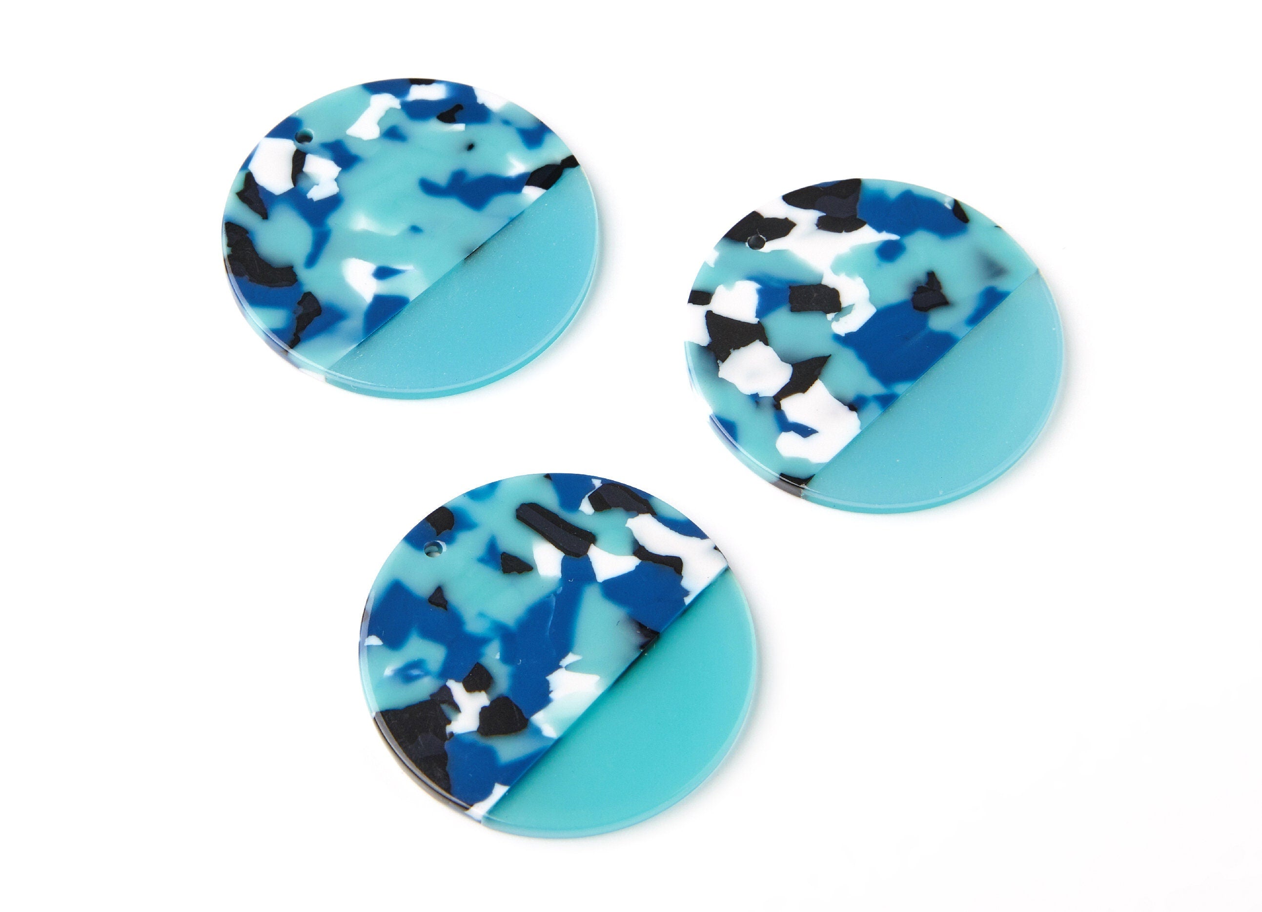 Acetate Coin Earring Charms - Coin Shaped Pendant - Earring Findings - Jewelry Supplies - Color Code: A16 -40x40x2.7mm - AC1235C - DOMEDBAZAAR