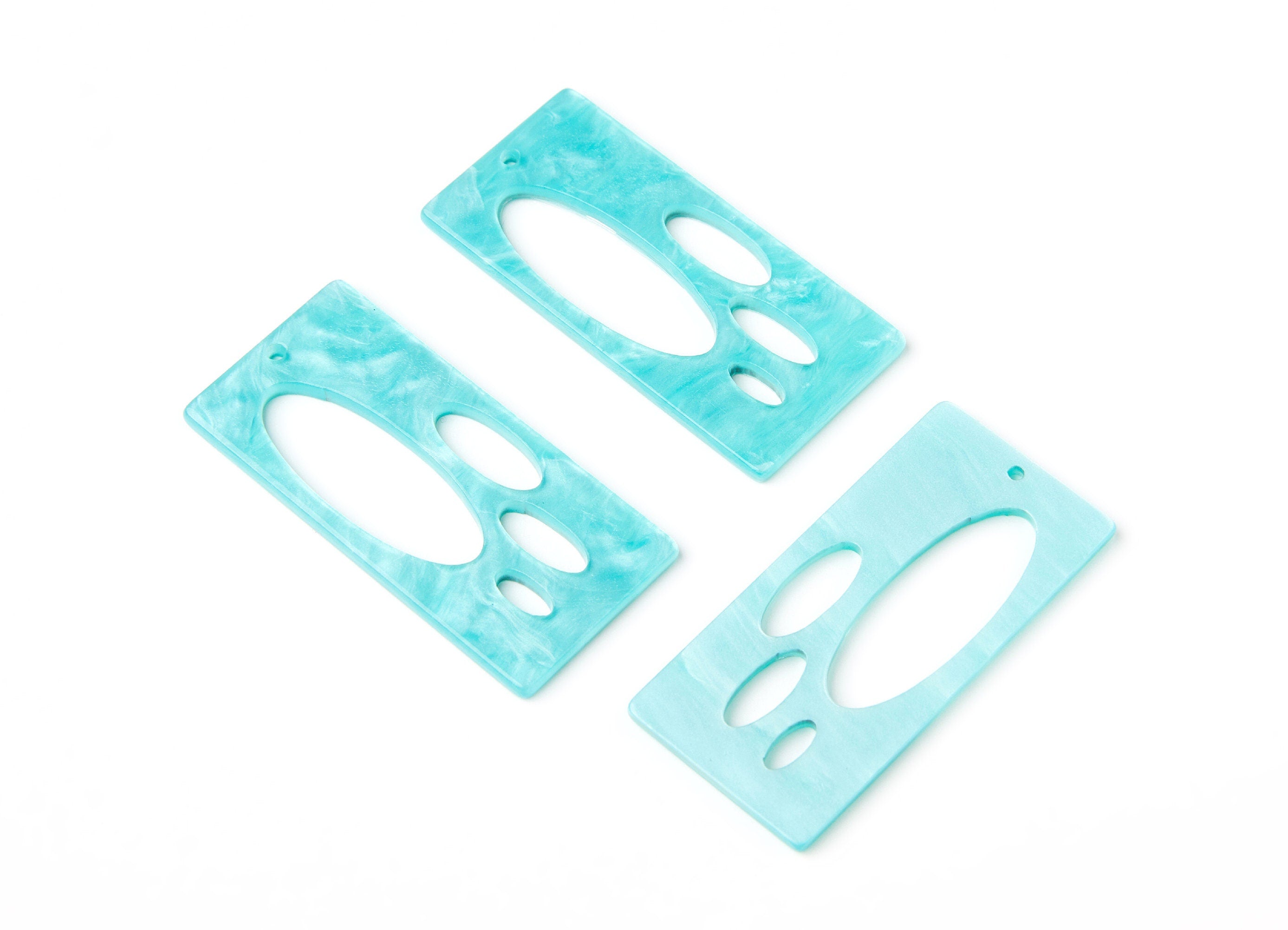 Acrylic Rectangle Earring Charms - Big Rectangle Shaped - Earring Findings - Jewelry Supplies - 51.43x24.58x2.56mm - AC1243B - DOMEDBAZAAR