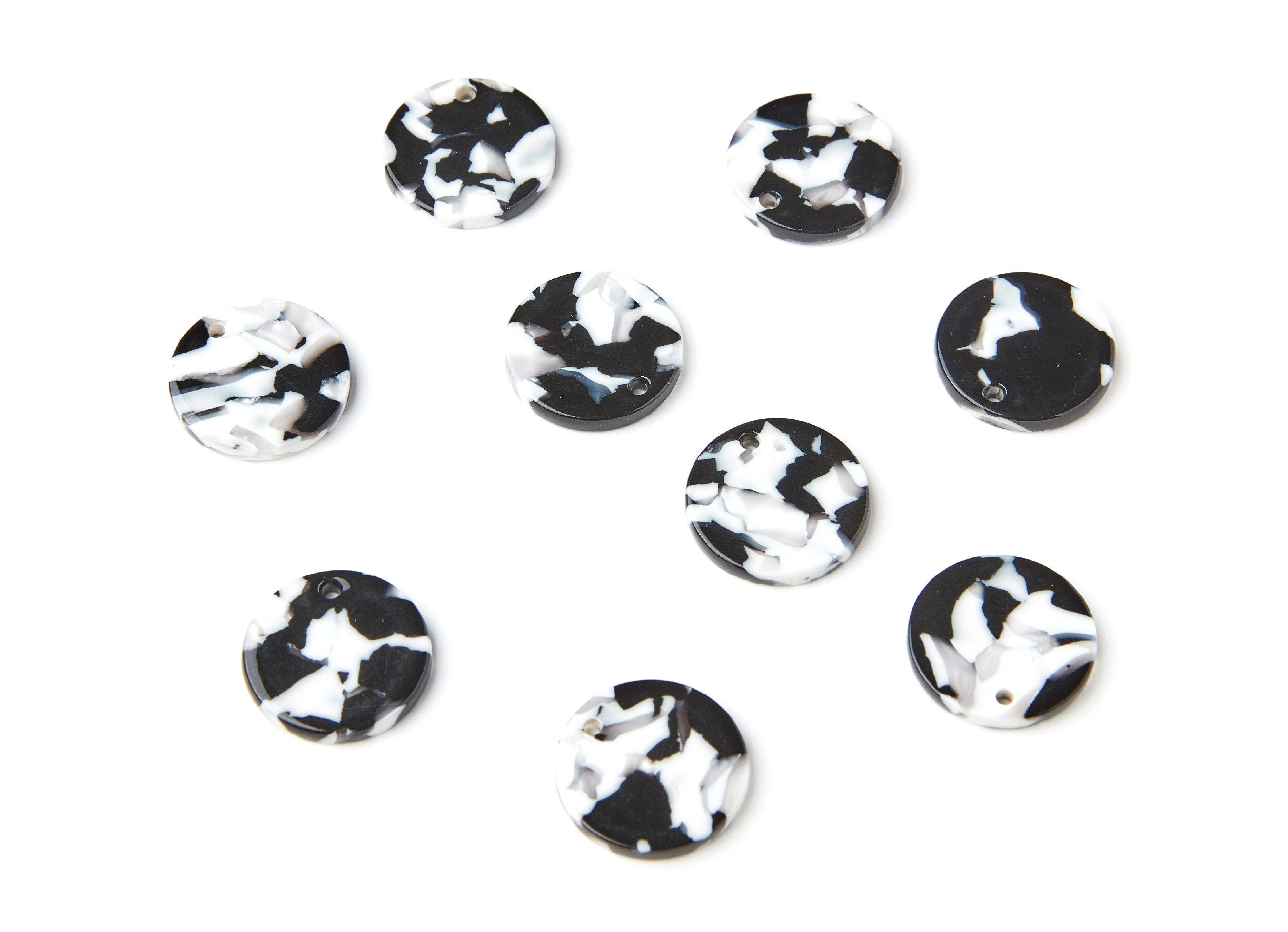 Acrylic Round Earring Charms - Circle Pendant - Pearl Mosaic Charm - Jewelry Supplies - Color Code: A17 - 19,7x19,7x2,7mm - AC1213A - DOMEDBAZAAR