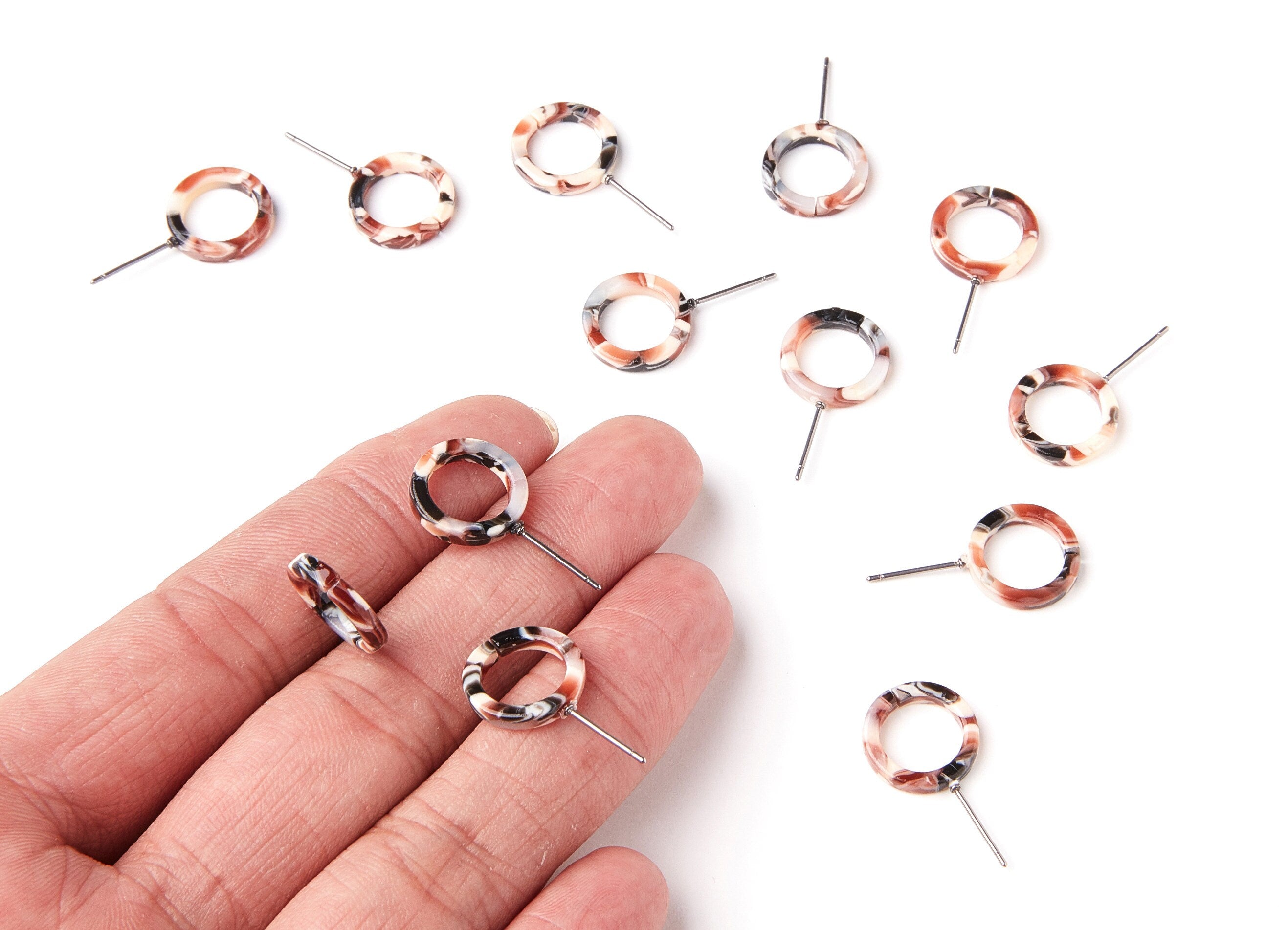 Acetate Circle Earring Stud - Acrylic Circle Earring Post - Earring Post - Jewelry Supplies - Color Code: A51 - 13,53x13,53x2,75mm - AC1224G - DOMEDBAZAAR