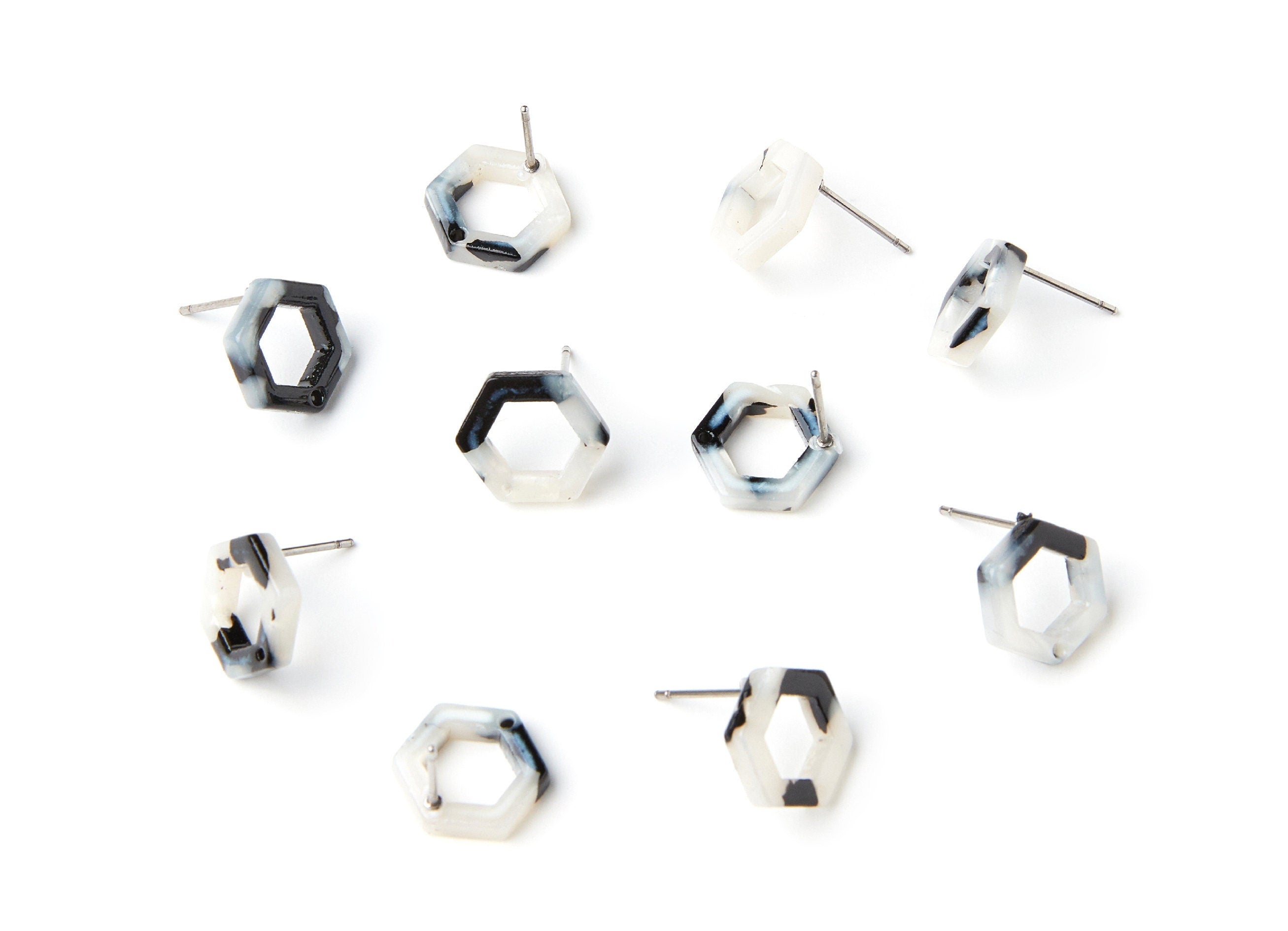 Acetate Hexagon Earring Stud - Acrylic Hexagon Earring Post - Earring Post - Jewelry Supplies - Color Code: A15 - 13.18x11.38x2.6mm- AC1226D - DOMEDBAZAAR