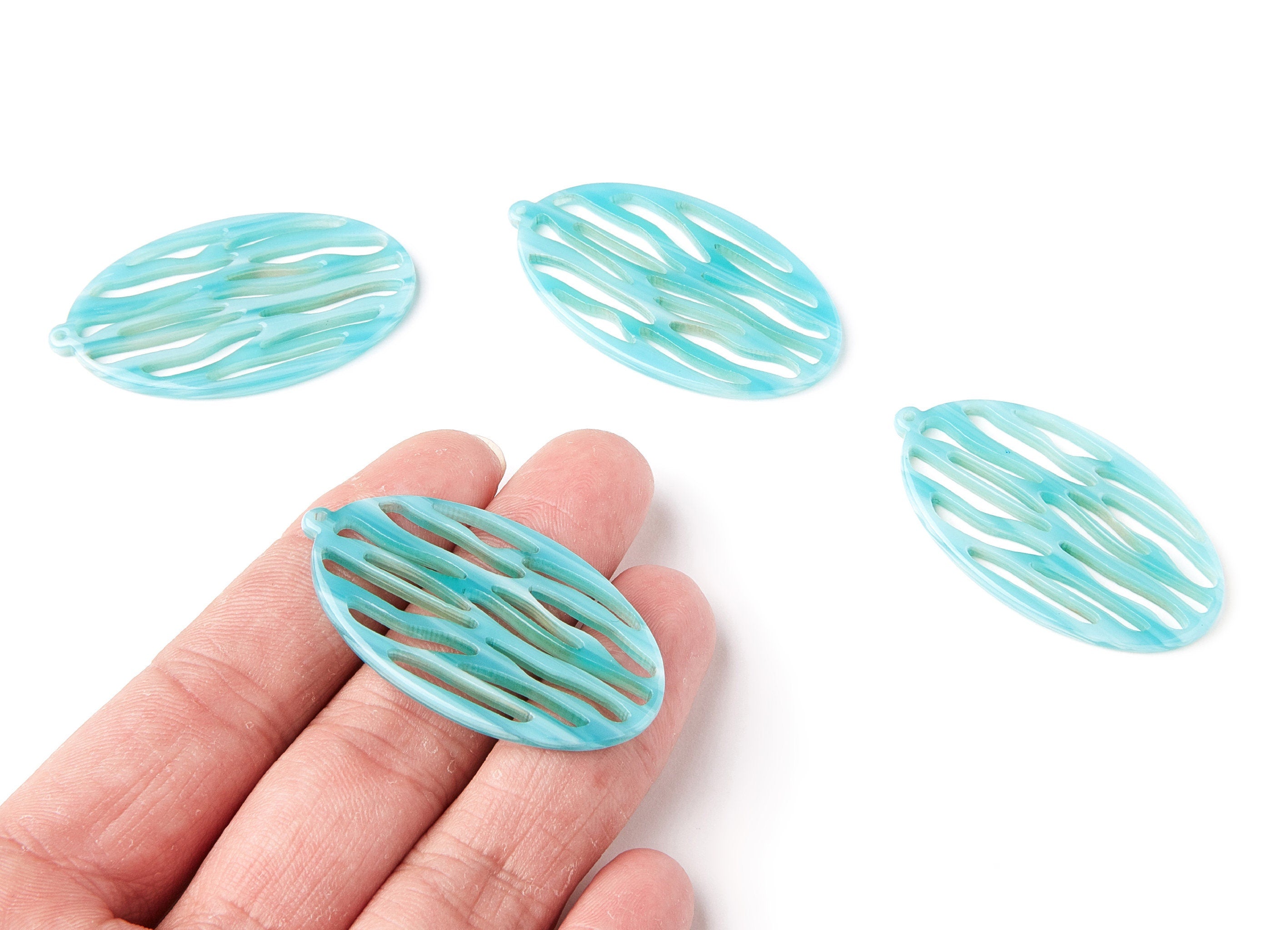 Acetate Oval Earring Charms - Acrylic Oval Pendant - Earring Findings - Jewelry Supplies - Color Code: A126 - 26.62x48.42x2.8mm - AC1238E - DOMEDBAZAAR