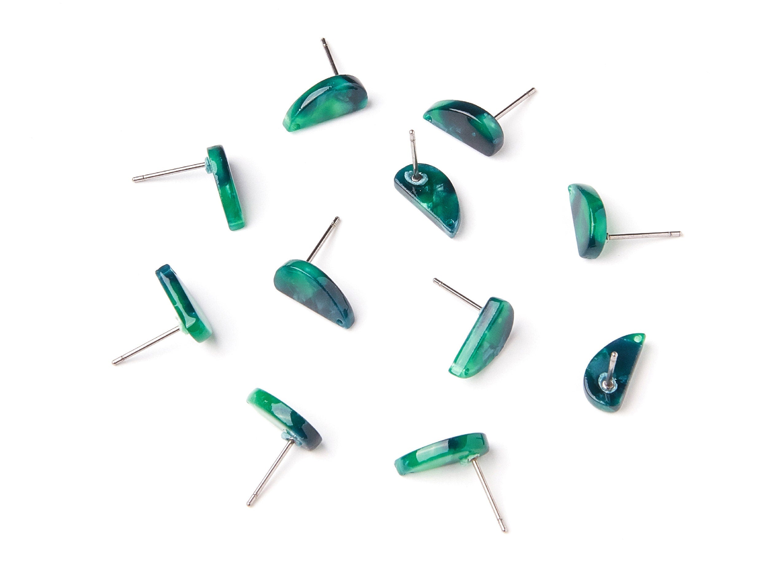 Acetate Half Drop Earring Stud - Acrylic Half Drop Earring Post - Earring Post - Jewelry Supplies Color Code: A13 - 12.64x6.1x2.8mm- AC1228C - DOMEDBAZAAR