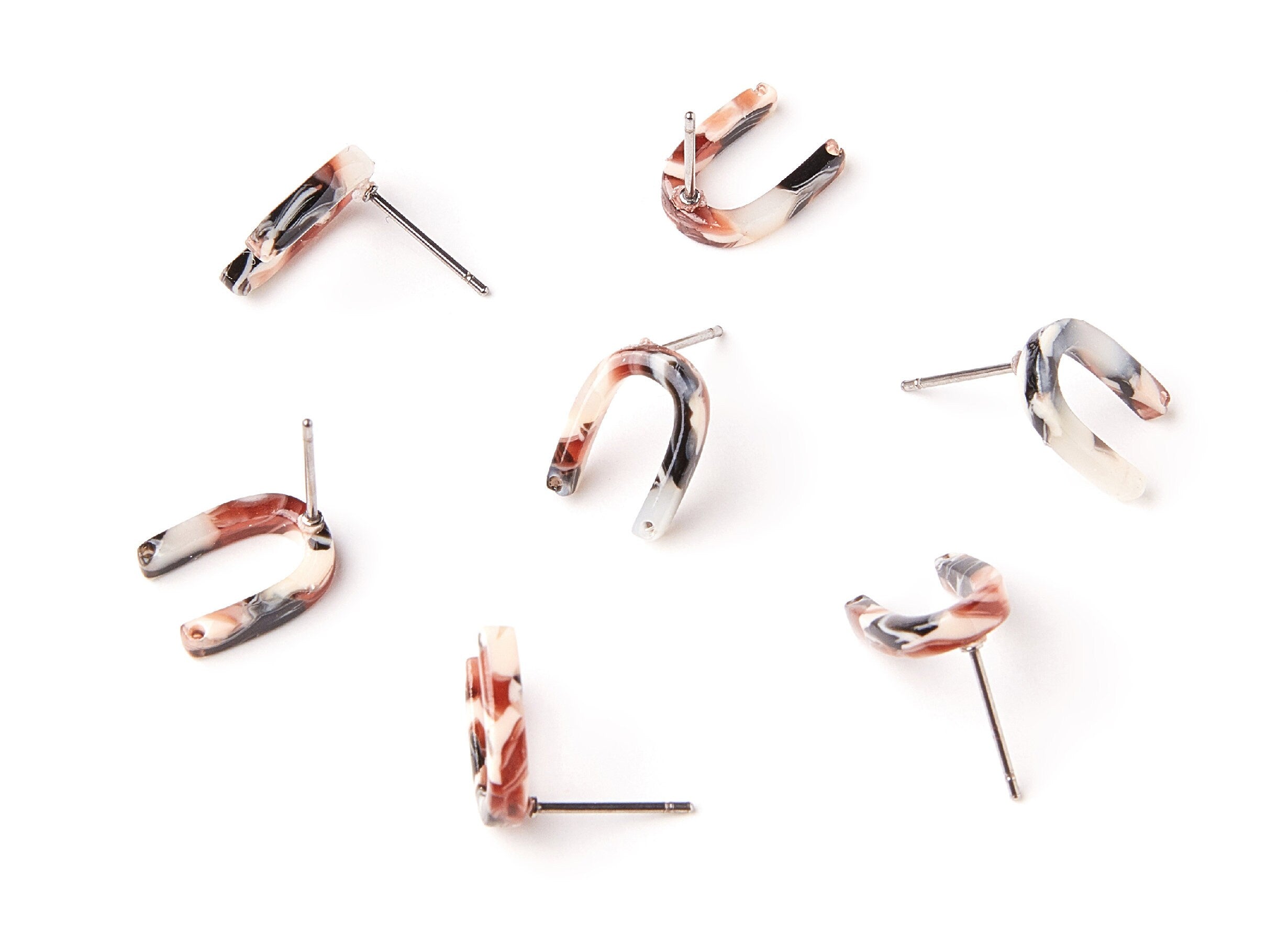Acetate U Earring Stud - Acrylic U Earring Post - Earring Post - Jewelry Supplies - Color Code: A51 - 12.65x9.55x2.64mm - AC1227C - DOMEDBAZAAR