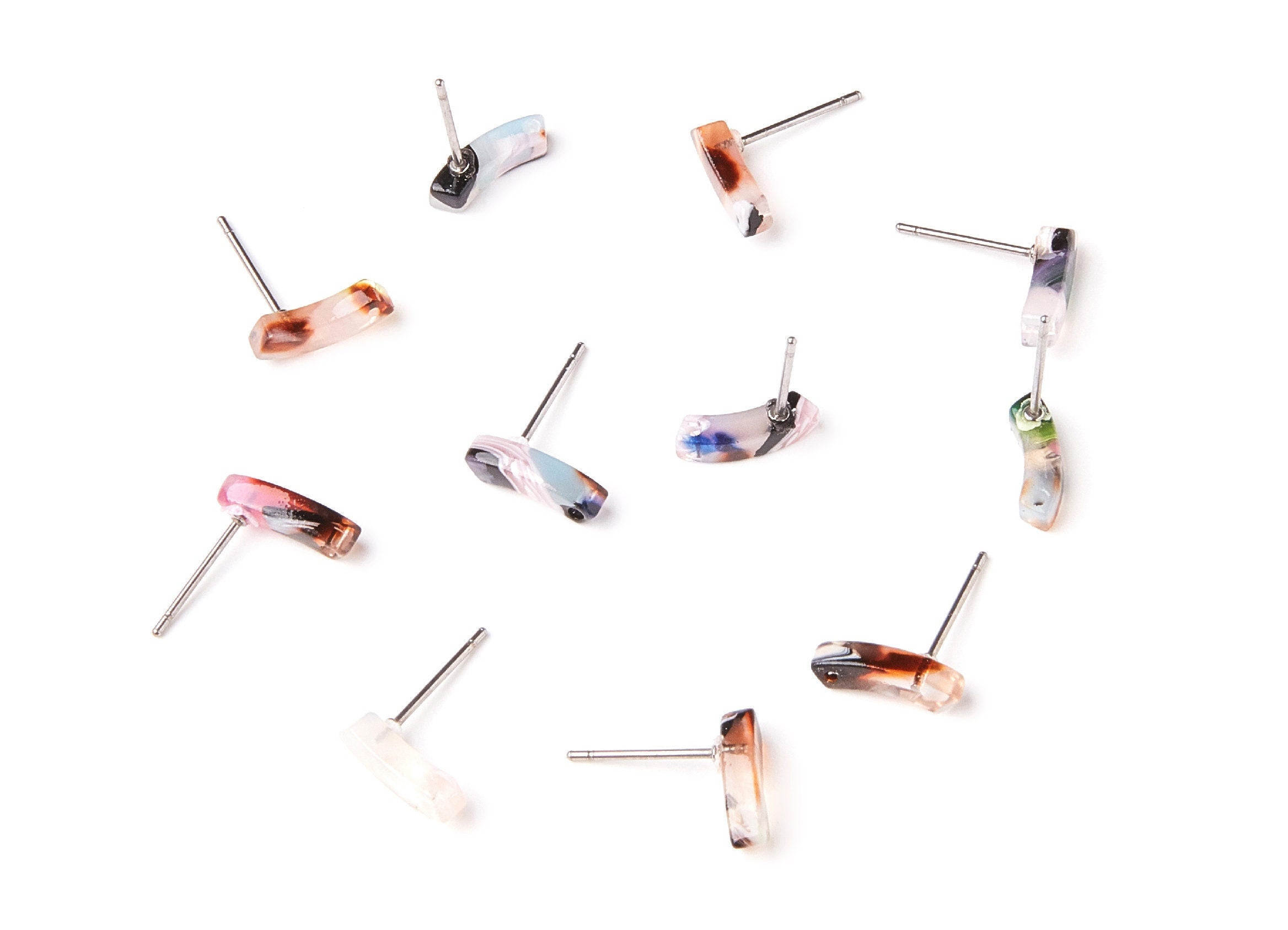Acetate Geometric Earring Stud - Geometric Earring Post - Earring Post - Jewelry Supplies - Color Code: A11 - 11,06x3,77x2,69mm - AC1222F - DOMEDBAZAAR
