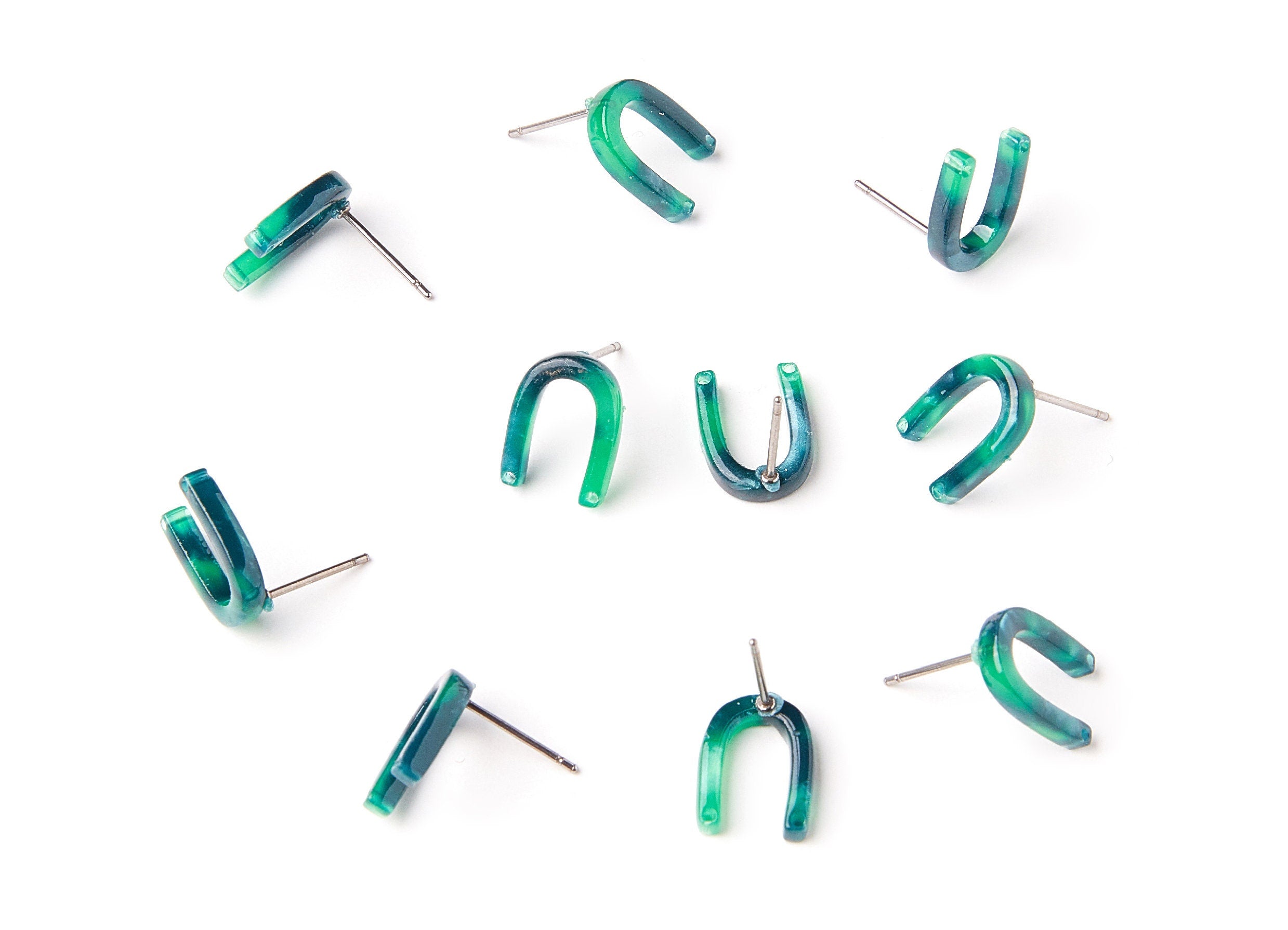 Acetate U Earring Stud - Acrylic U Earring Post - Earring Post - Jewelry Supplies - Color Code: A13 - 12.65x9.55x2.64mm - AC1227G - DOMEDBAZAAR