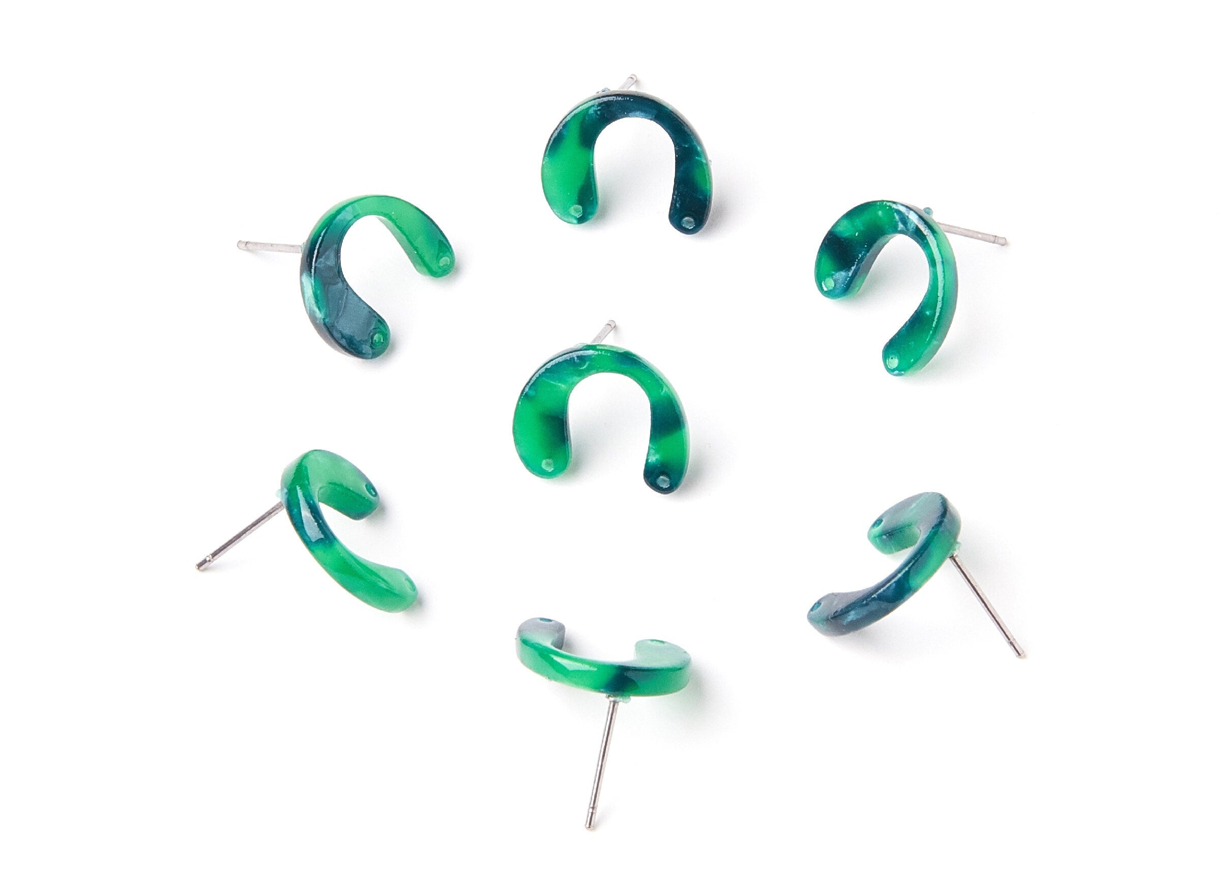 Acetate Acrylic Earring Stud with 2 Holes - Post Charms - U Shaped Earrings - Color Code: A13 - 14,6x11,95x2,75mm AC1225A - DOMEDBAZAAR
