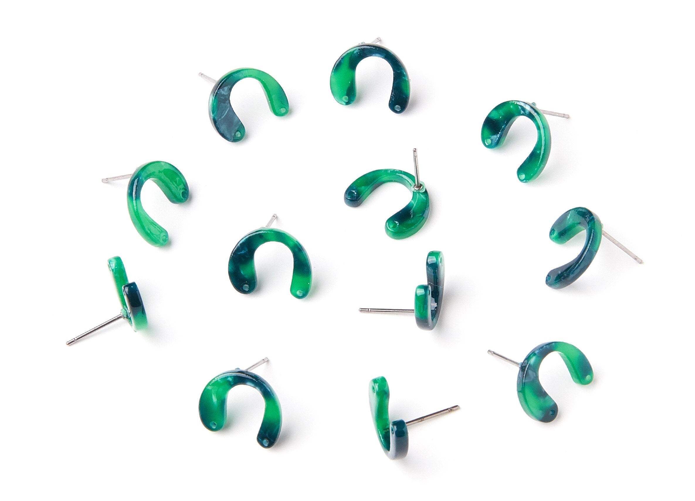 Acetate Acrylic Earring Stud with 2 Holes - Post Charms - U Shaped Earrings - Color Code: A13 - 14,6x11,95x2,75mm AC1225A - DOMEDBAZAAR