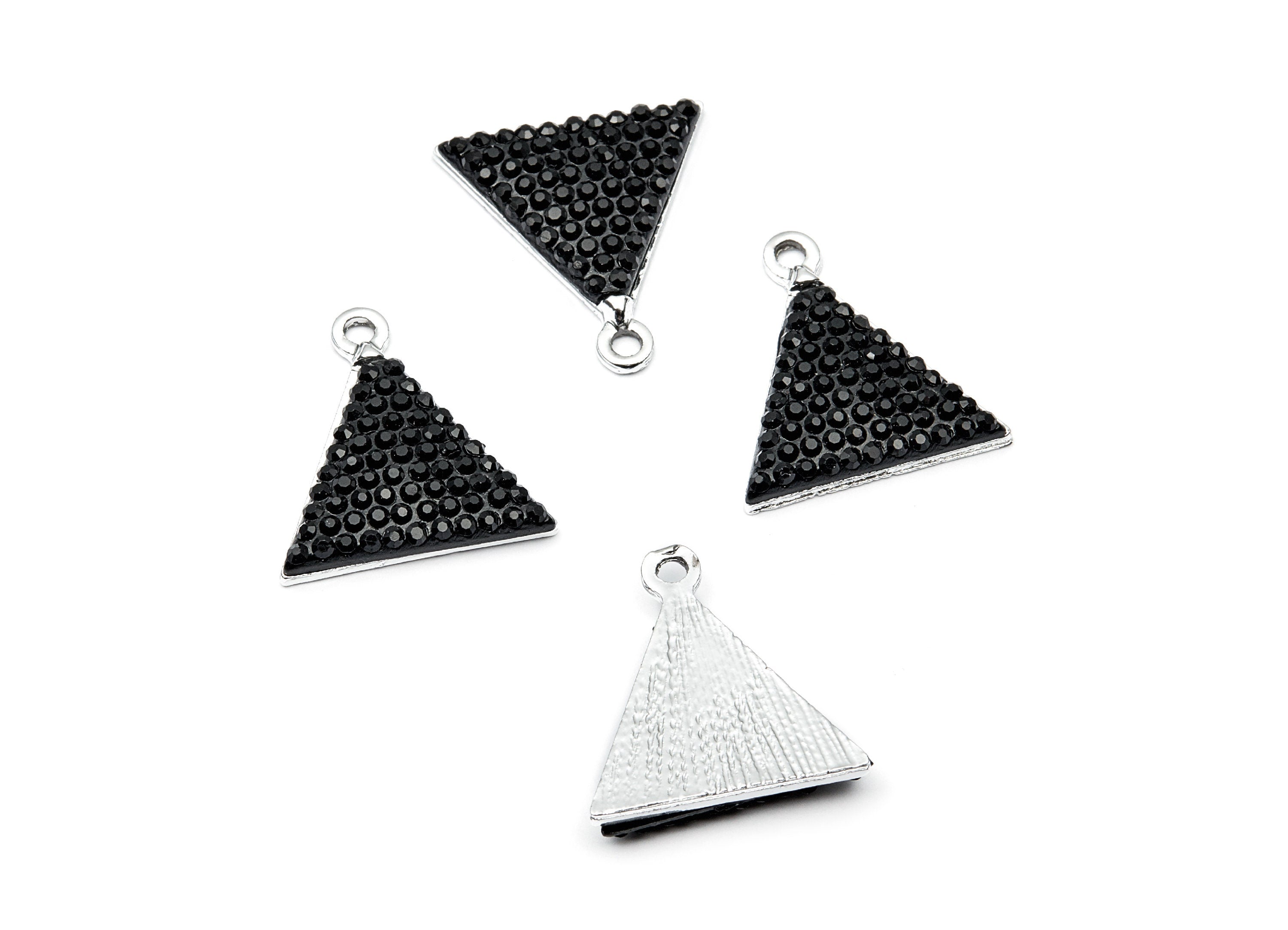 Triangle Shaped Charms- Zinc Alloy Earring Findings - Silver Tone Connector - Alloy Pendant for Necklace - 20,29x19,39x2,86mm - ZZ1208 - DOMEDBAZAAR