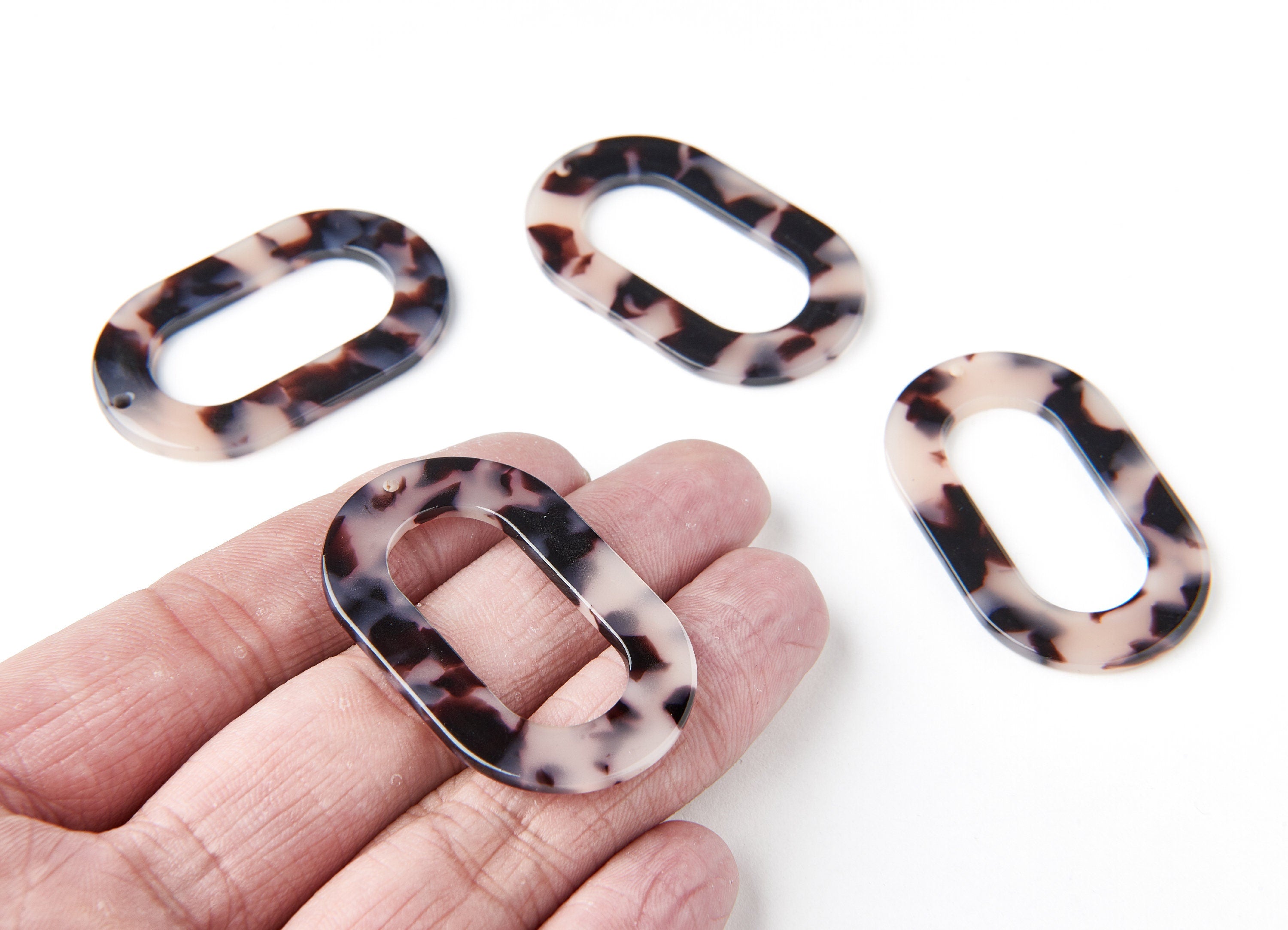 Acetate Oval Charms - Blonde Tortoise Shell Earrings - Oval Earrings & Pendant - Earring Findings - Color Code: A06 - 44x28x2.5mm - AC1003C - DOMEDBAZAAR