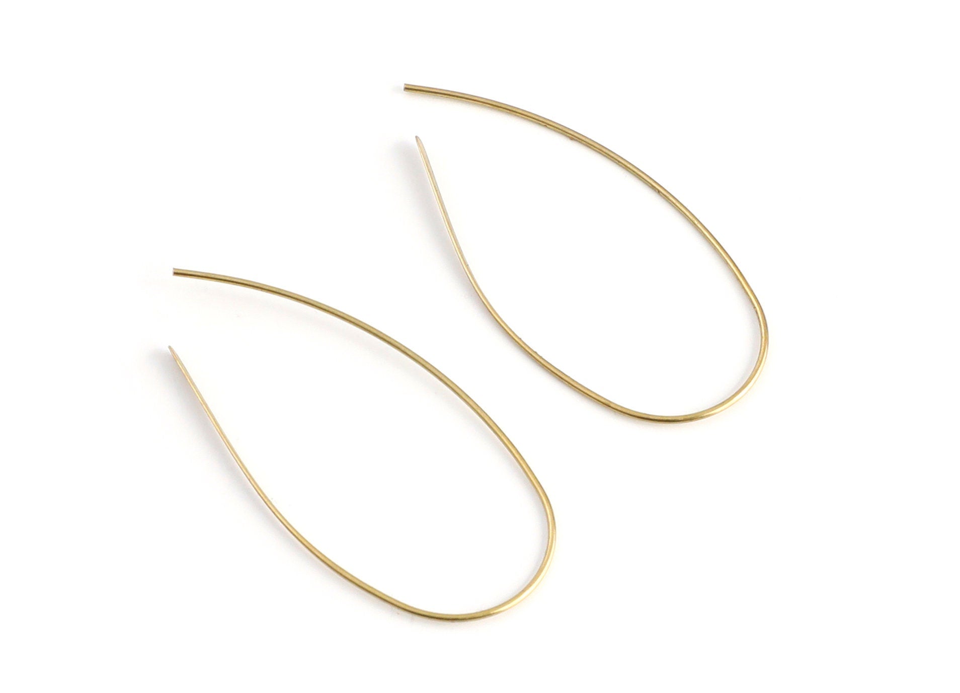 Brass Earring Wire - Raw Brass Ear Wire - Earring Findings - Jewelry Supplies - 48,8x20,7x0,8mm - PP1320S - DOMEDBAZAAR