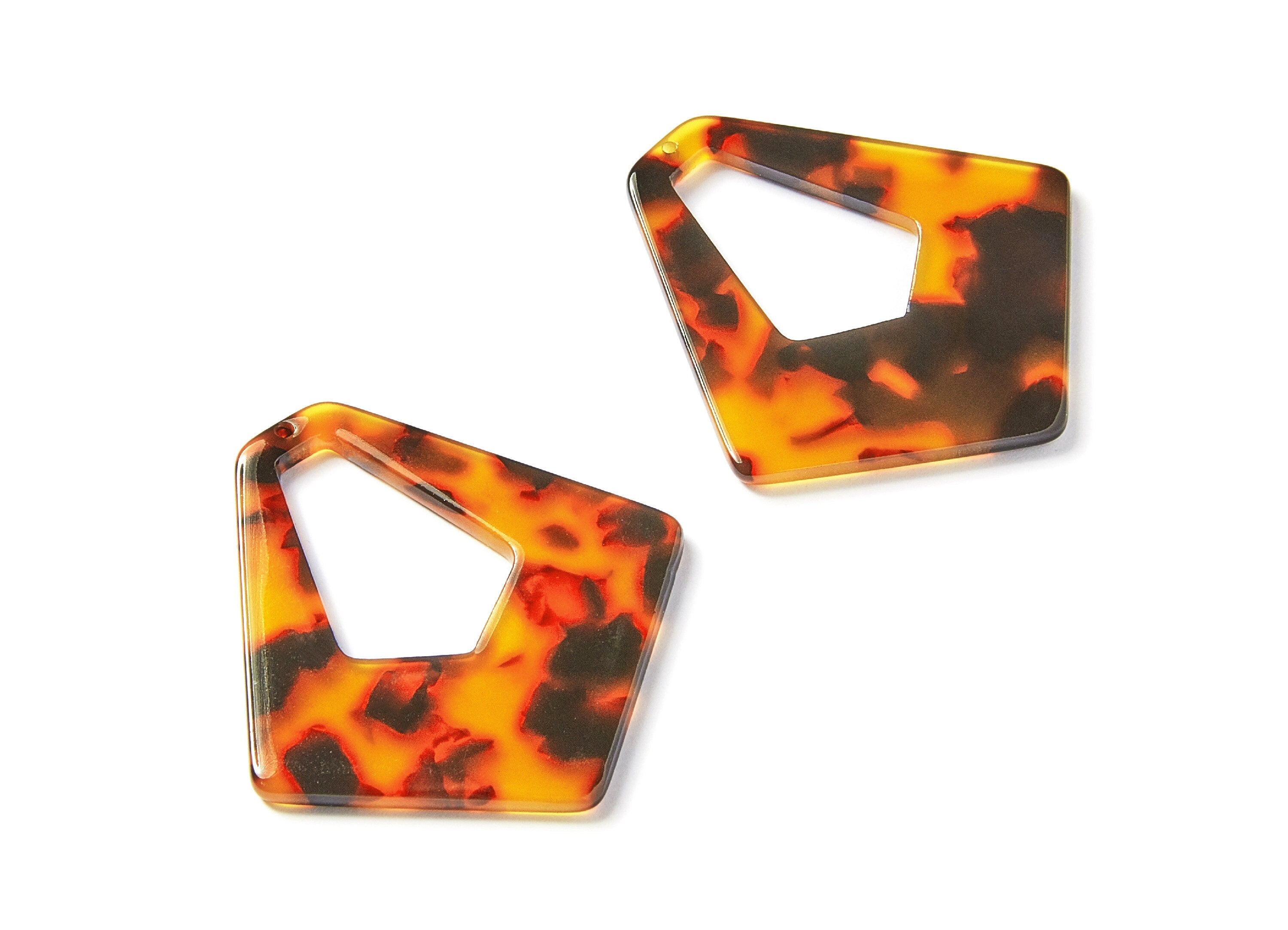 Acrylic Earring Charms - Tortoise Shell Earrings - Big Diamond Pendant - Jewelry Making Supplies - 49.5x45.9x2.56mm - AC1197A - DOMEDBAZAAR