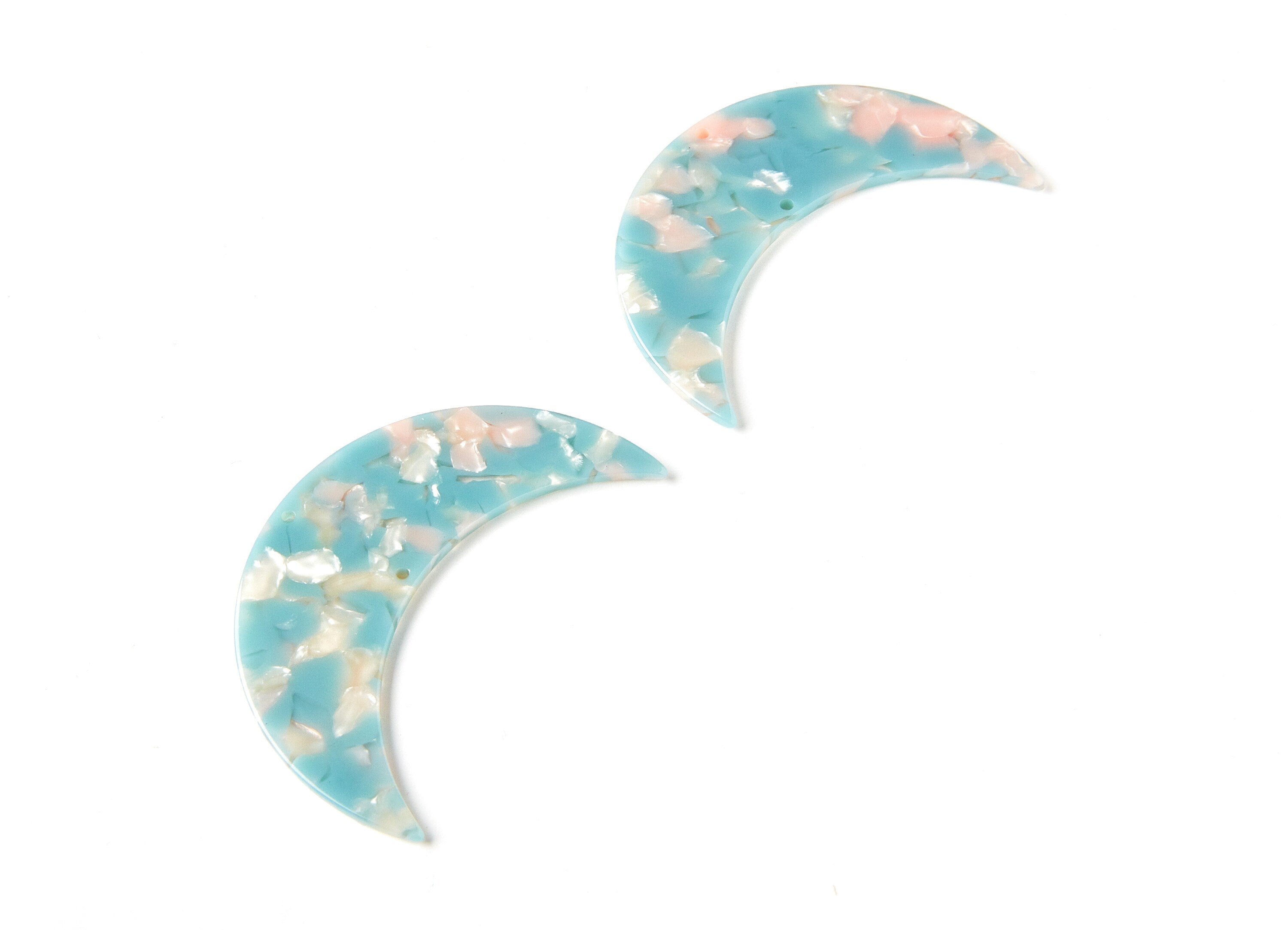 Moon Phases Wall Decor Moon Wall Hanging - Acetate Acryli Big Moon Shaped with 2 Holes - Color Code: A36 - 74,6x25,55x2,7mm - AC1232A2 - DOMEDBAZAAR