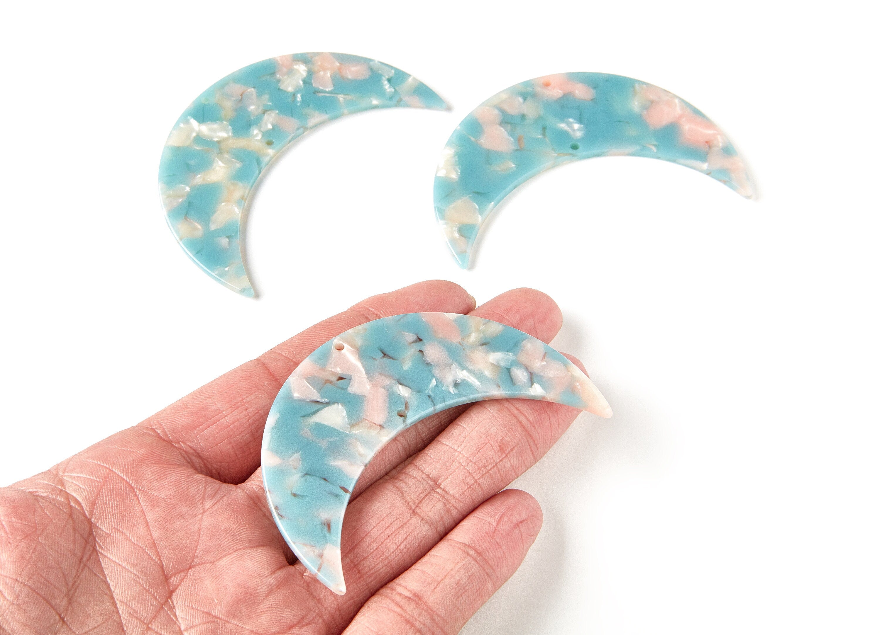 Moon Phases Wall Decor Moon Wall Hanging - Acetate Acryli Big Moon Shaped with 2 Holes - Color Code: A36 - 74,6x25,55x2,7mm - AC1232A2 - DOMEDBAZAAR