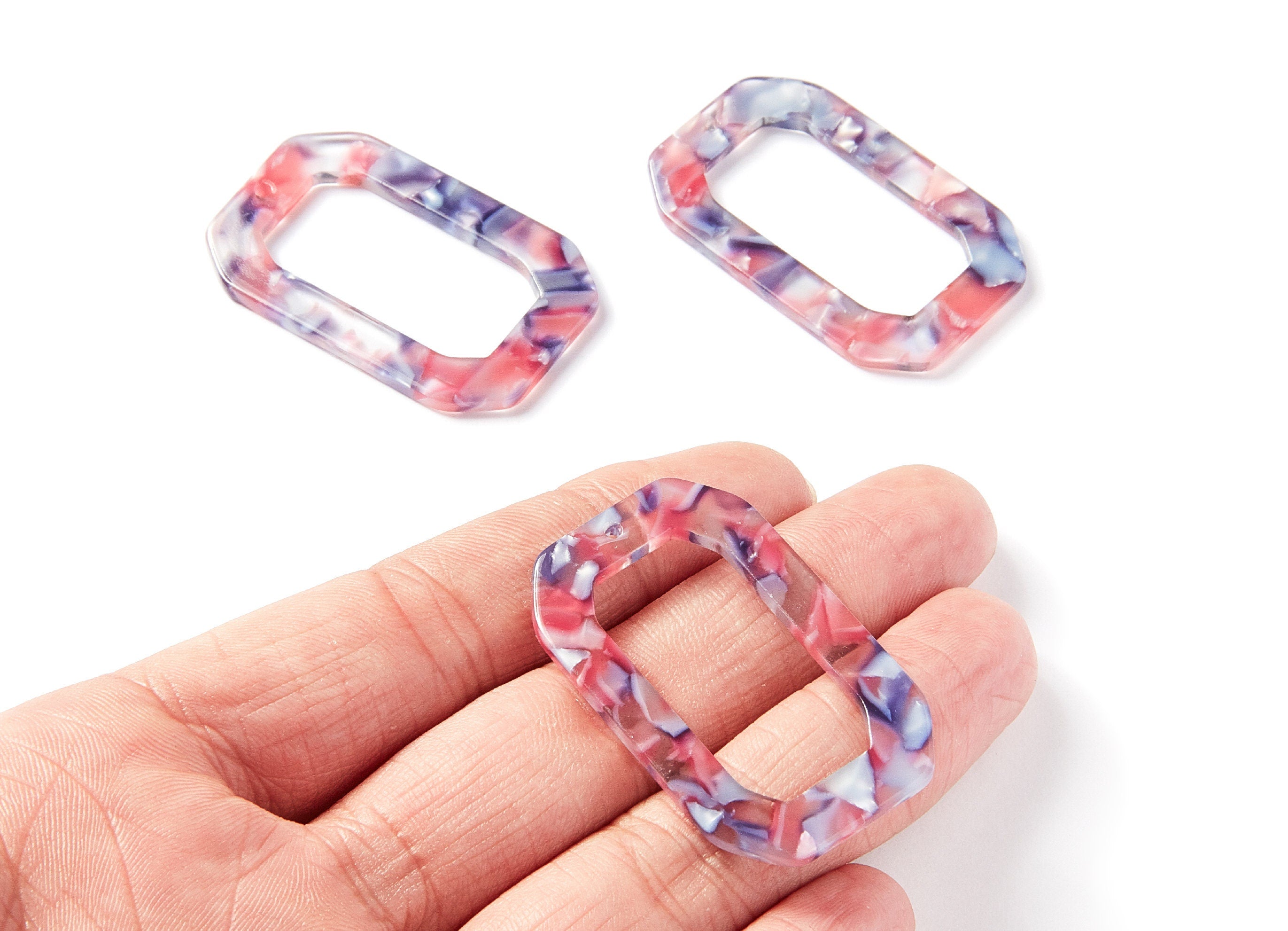 Acetate Geometric Earring Charms - Geometric Pendant - Earring Findings - Jewelry Supplies - Color Code: A118 - 44,83x27,66x2,6mm - AC1239B - DOMEDBAZAAR