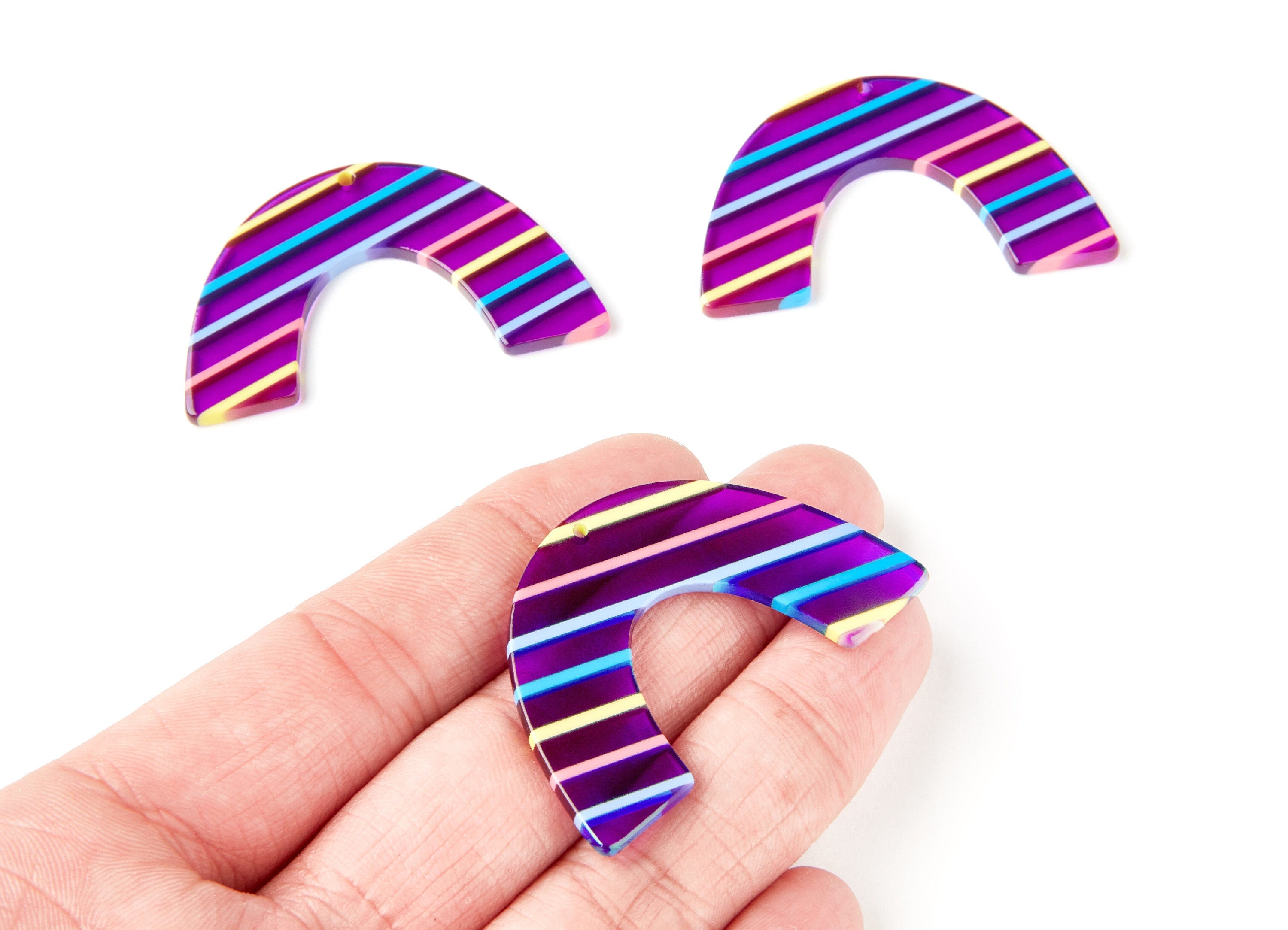 Acrylic Large Arch Earring Charms One Hole - Semi Oval & U Shaped Pendant - Jewellery Supplies - Color Code: A65 - 50x31,3x2,9mm - AC1095X - DOMEDBAZAAR