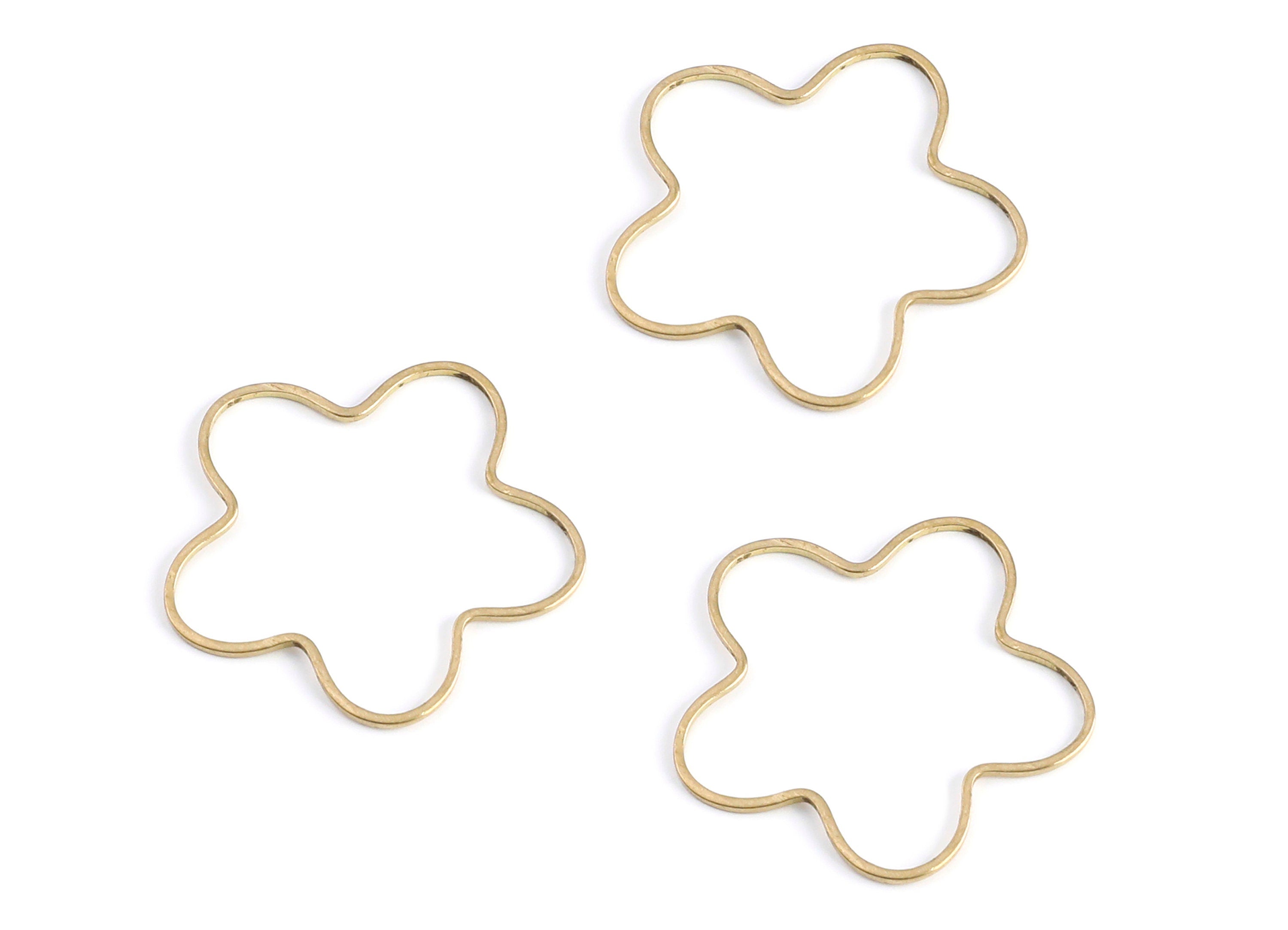 Brass Flower Charms - Flower Shaped Raw Brass Connector - Jewelry Supplies - 34.46x34.37x0.95mm - PP1386 - DOMEDBAZAAR